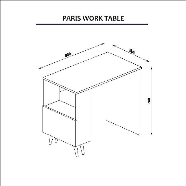 This modern and functional desk is the perfect solution to make your work more comfortable. Suitable for supporting all PCs and printers. Thanks to its design it is ideal for both home and office. Mounting kit included, easy to clean and easy to assemble. Color: White | Product Dimensions: W90xD50xH75 cm | Material: Melamine Chipboard | Product Weight: 19 Kg | Supported Weight: 30 Kg | Packaging Weight: 20,5 Kg | Number of Boxes: 1 | Packaging Dimensions: 129,4x54x6,4 cm.