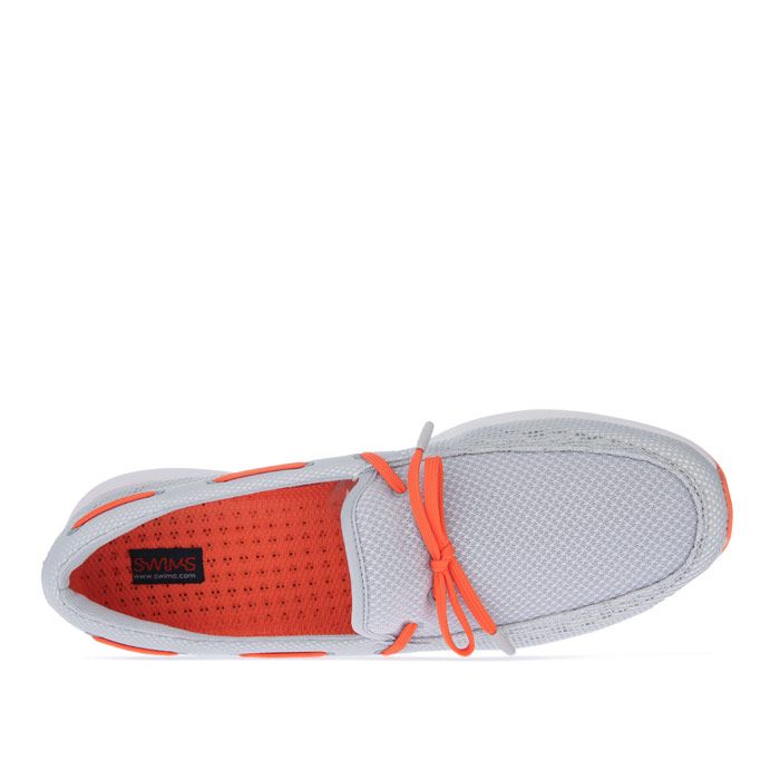 Mens Swims Breeze Wave Boat Loafers in grey orange.- Textile and Synthetic  upper.- Flat lace fasten.- Breathable ventilation.- Contrast white midsole.- Branded heel and insole.- Rubber outsole.- Synthetic and Textile upper  Textile lining  Synthetic sole.- Ref.: 21305688