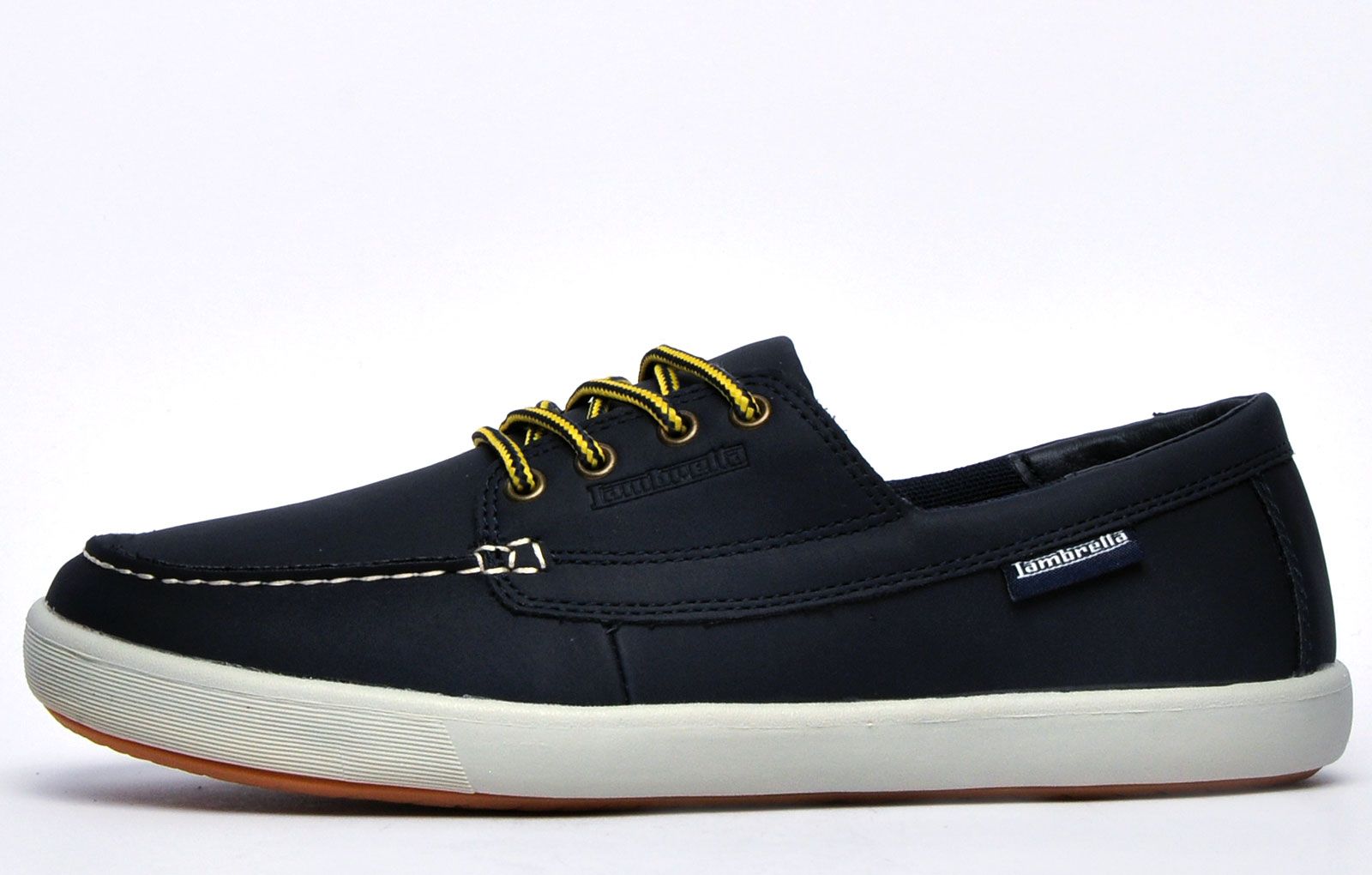 These Lambretta Vulcan Boater deck style shoes have been created with high end leather lookalike upper and a soft inner creating an on-trend style setting the bar this season.
 Finished off with neat designer stitch detailing throughout for a sophisticated finish and a soft, highly cushioned memory foam footbed and durable rubber outsole meaning youll get great wear and serious comfort out of these shoes for many seasons to come.
 - Premium leather lookalike upper
 - 4 Eyelet rope lace fastening
 - Intricate designer stitch detailing
 - Durable rubber outsole
 - Lightly padded heel and ankle collar
 - Lambretta branding throughout