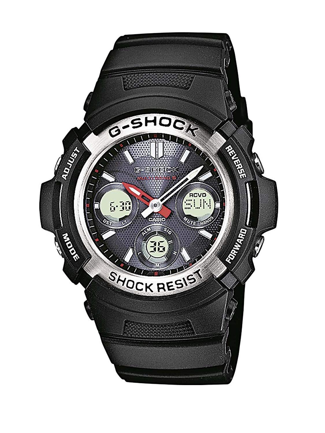 This Casio G-shock Analogue-Digital Watch for Men is the perfect timepiece to wear or to gift. It's Black 46 mm Round case combined with the comfortable Black Plastic will ensure you enjoy this stunning timepiece without any compromise. Operated by a high quality Quartz movement and water resistant to 20 bars, your watch will keep ticking. This sporty and clasical watch is perfect for every occasion!-The watch has a calendar function: Day-Date, Solar Powered, Radio Controlled, Worldtime, Timer, Alarm High quality 21 cm length, 22 mm wide Black Plastic strap with a Buckle Case diameter: 46 mm, Case height: 14 mm and Case color: Black/Dial color: Grey
