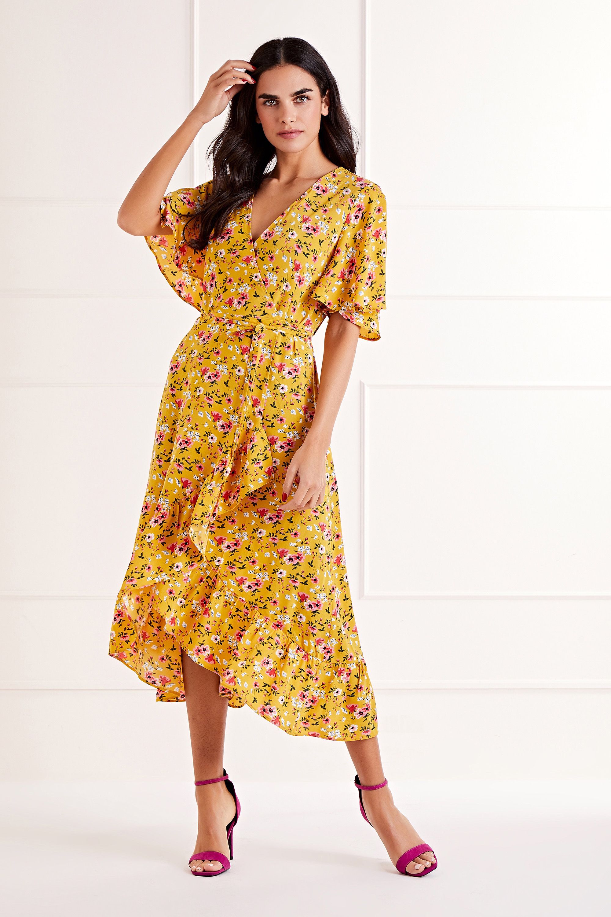 Mela Floral Midi Wrap Dress