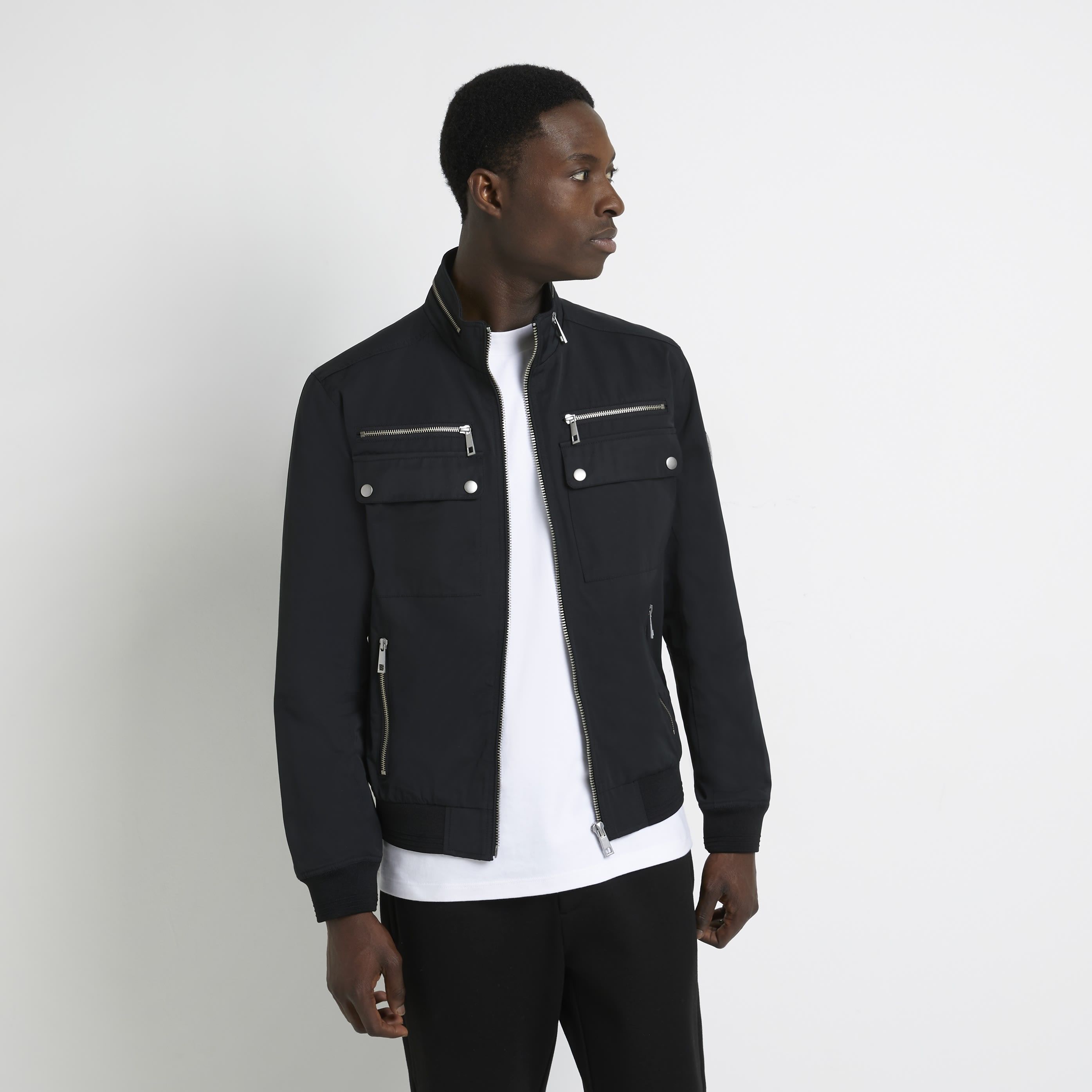 River Island Mens Racer Jacket Black