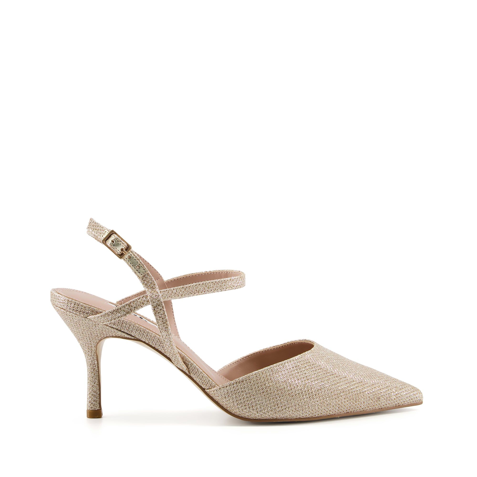 Dune Ladies DEETA Cross Strap Point Heels -Slip on these court shoes from Dune for a chic day-to-night look. They're designed with a mid-height stiletto kitten heel for comfortable wear.