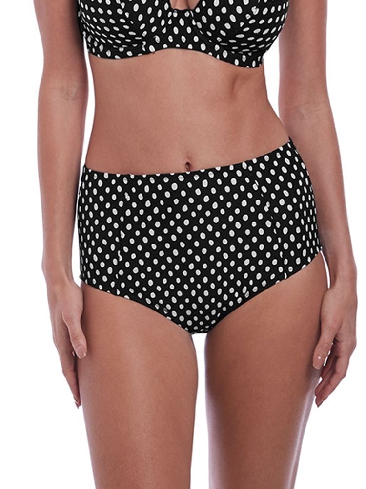 Santa Monica High Waisted Bikini Brief - Feel body confident with these stunning high waisted bikini bottoms. With the snug fit it ensures a gorgeous silhouette with good overall coverage.The classic monochrome polka dot print is everything you need to stay on trend this season. Don't forget to check out the whole range for the complete look.