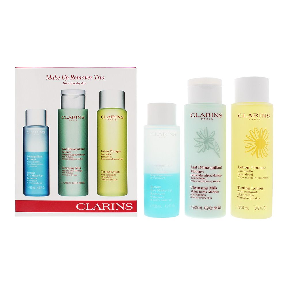 Clarins Make-Up Remover Trio For Normal to Dry Skin: Make-Up Remover 30ml - Cleansing Milk 50ml - Toning Lotion 50ml