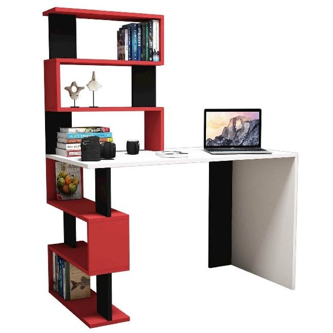 This modern and functional desk is the perfect solution to make your work more comfortable. It is suitable for supporting all computers and printers. Thanks to its design it is ideal for both home and office. Easy-to-clean and easy-to-assemble assembly kit included. Color: White, Red, Black | Product Dimensions: W120xD60xH148,2 cm | Material: Melamine Chipboard, PVC | Product Weight: 29,5 Kg | Supported Weight: 20 Kg | Packaging Weight: W130xD68,2xH8,5 cm Kg | Number of Boxes: 1 | Packaging Dimensions: W130xD68,2xH8,5 cm.