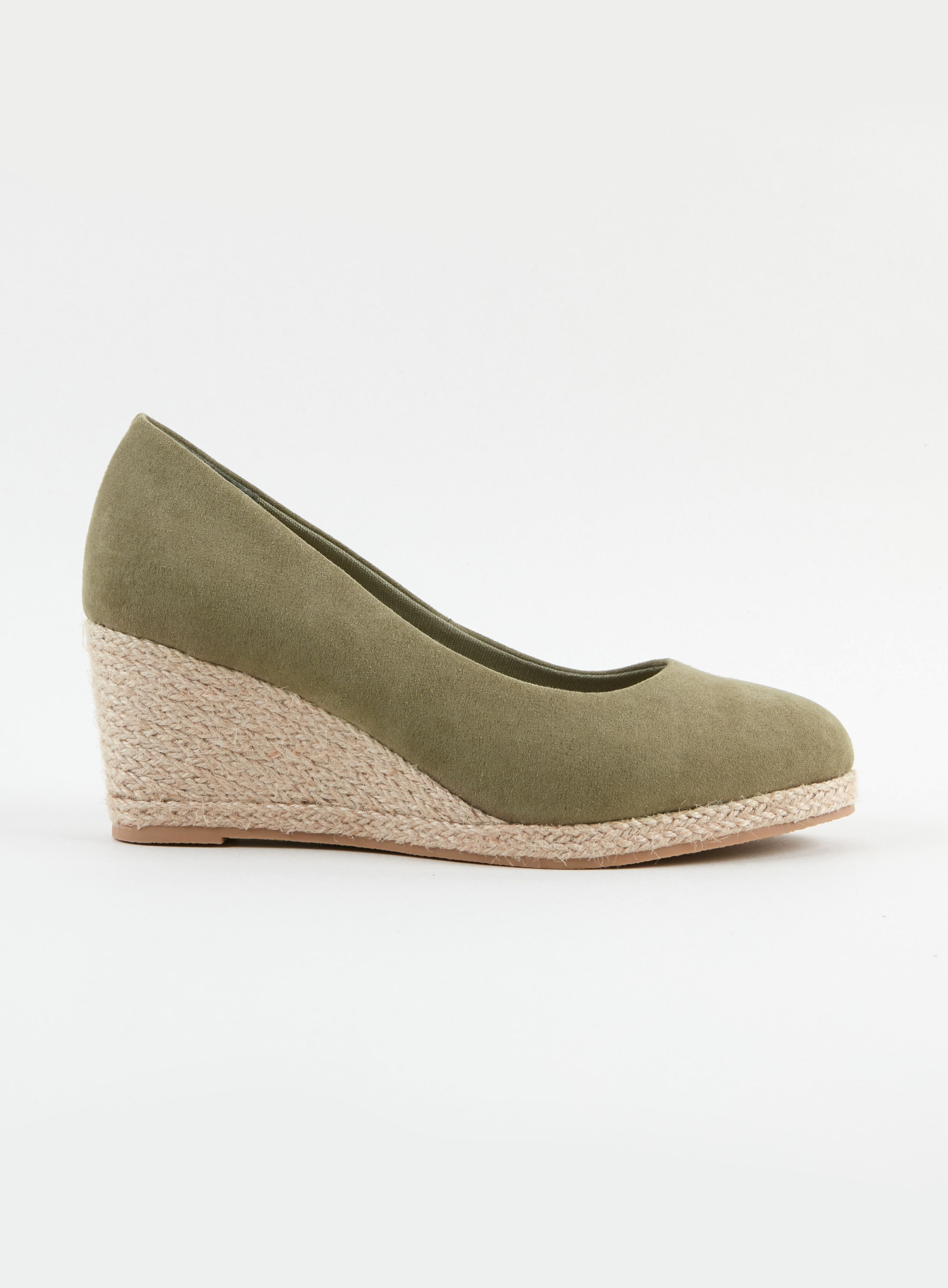 The stylish shoes to add to your collection. Khaki is a must-have for your new-season wardrobe, whilst espadrille detailing keeps these casual and brings added style.  Courts Wedges 100% Textile  Machine washable