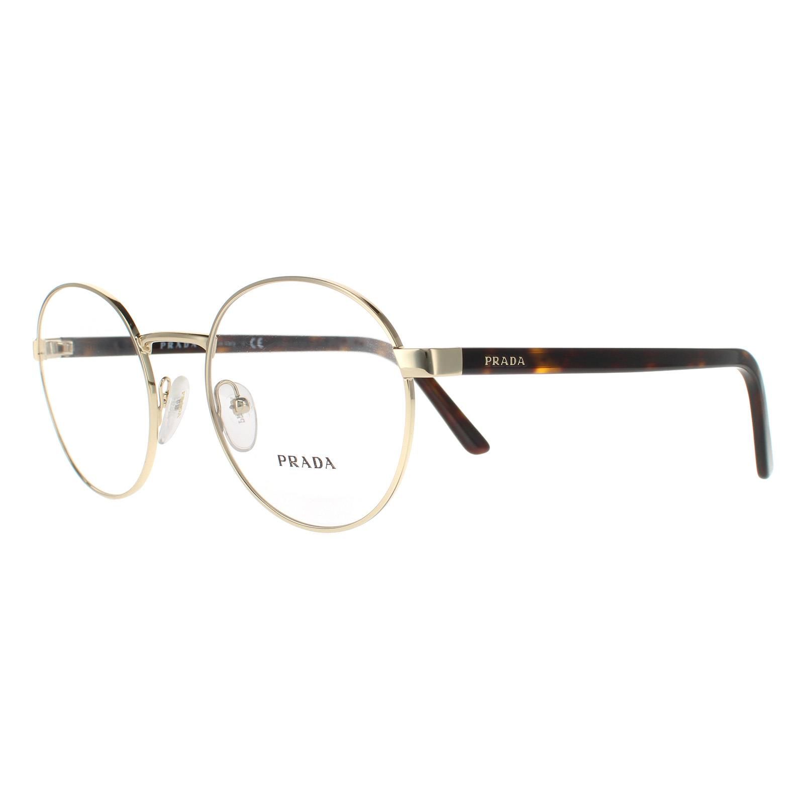 Prada Round Pale Gold Havana Womens Glasses Frames