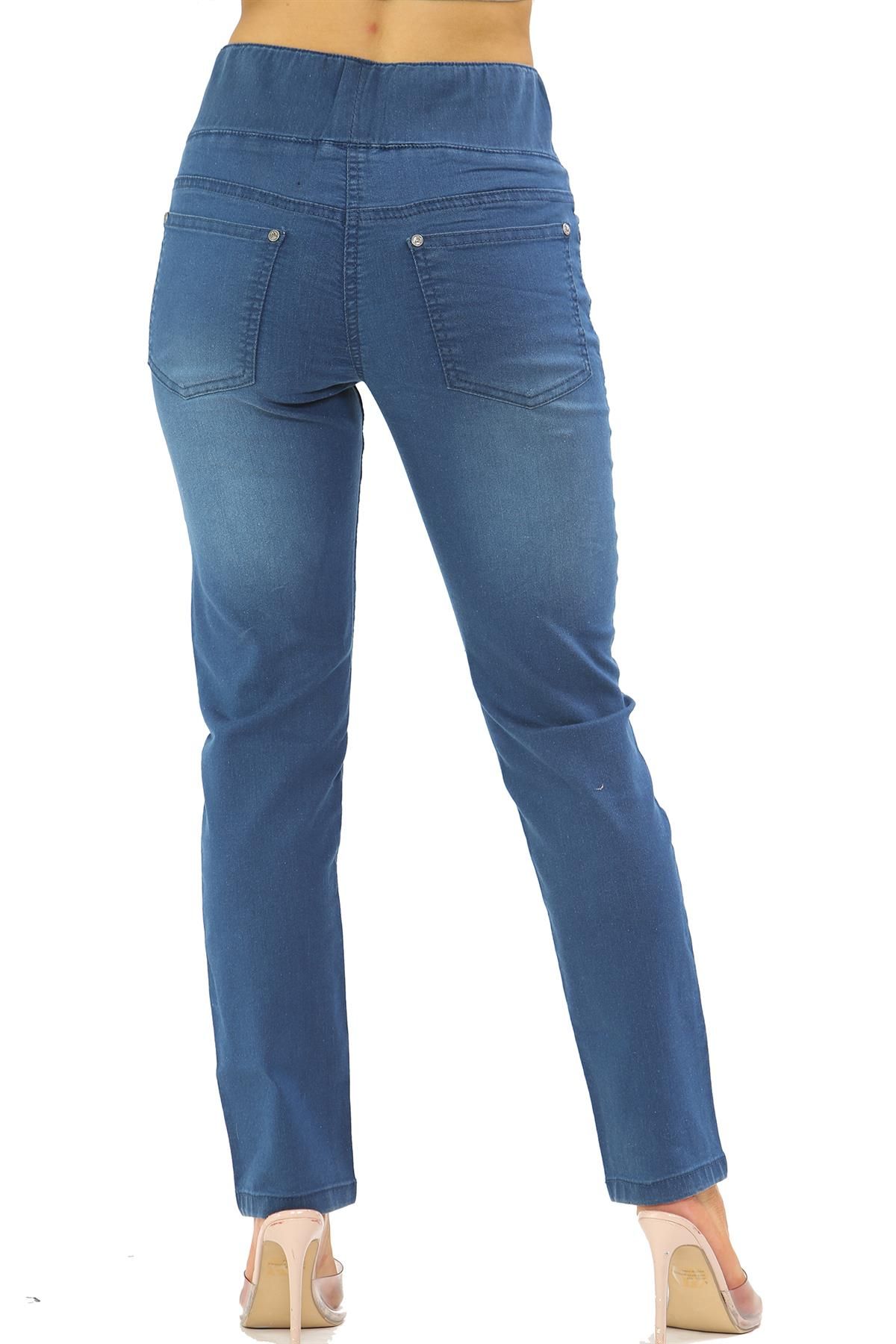 Womens Elasticated Waist Tummy Control Jeans in Blue