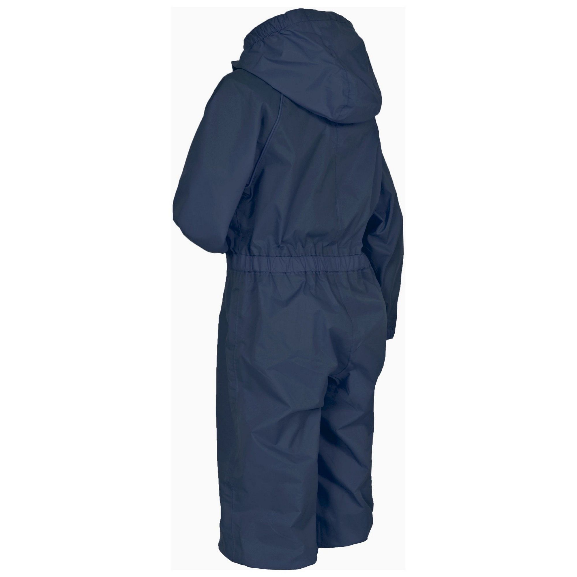 Material: 100% PU coated polyamide PU. Unisex shell kids rain suit. Grown on hood. Full body length front zip. Elasticated side waist. Elasticated cuff and ankles.