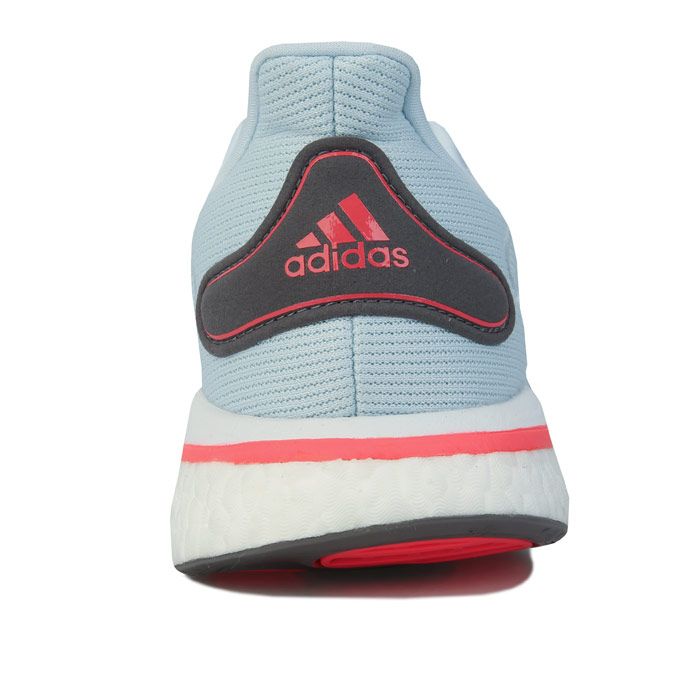 Womens adidas Supernova Running Shoes in sky blue.- Mesh upper.- Lace closure.- Regular fit.- Supportive and lightweight.- Hybrid Bounce and Boost midsole.- Rubber outsole.- Textile and synthetic upper  Textile lining  Synthetic sole.- Ref: FV6019