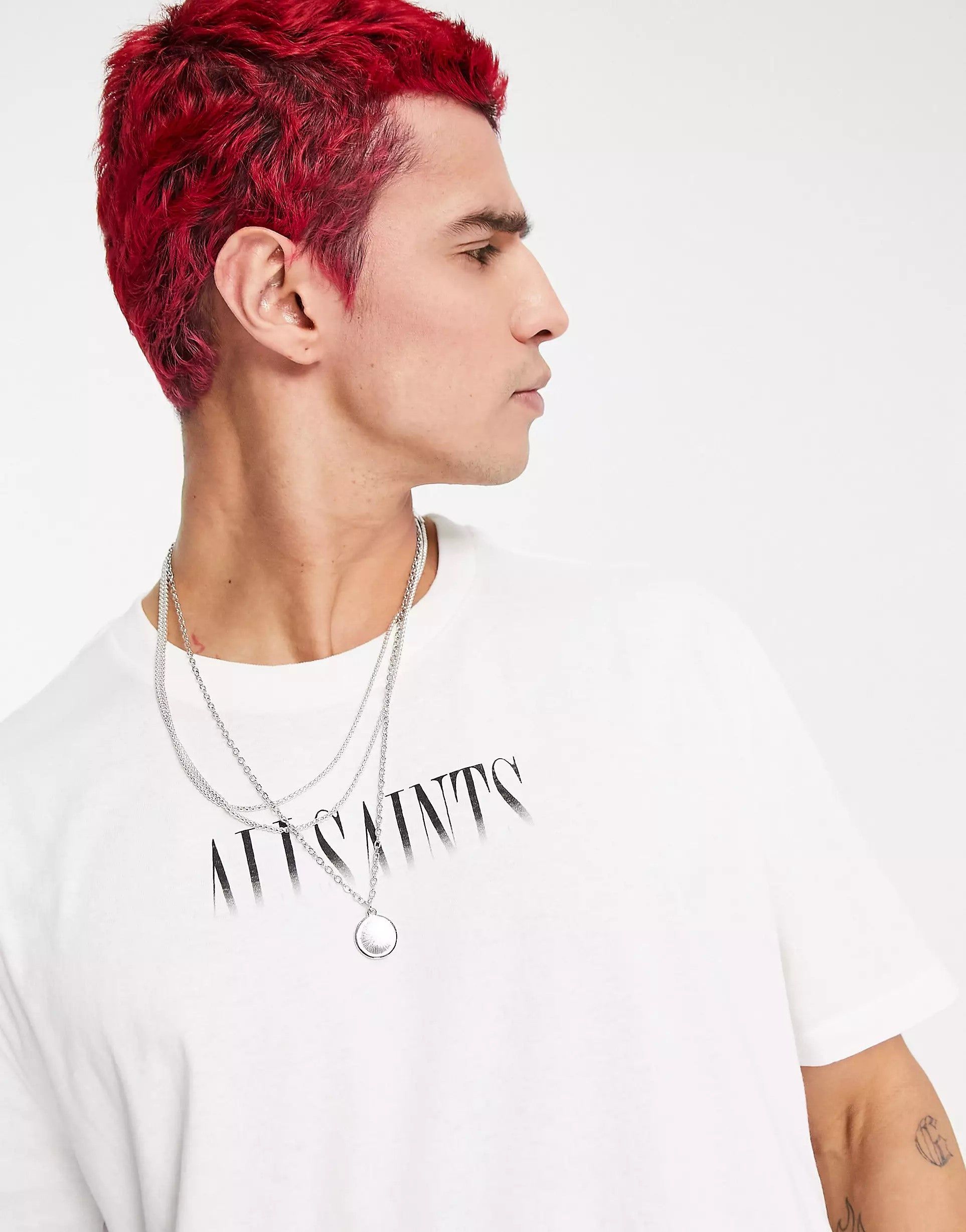 Allsaints Fadeout Chest Logo T-Shirt In White