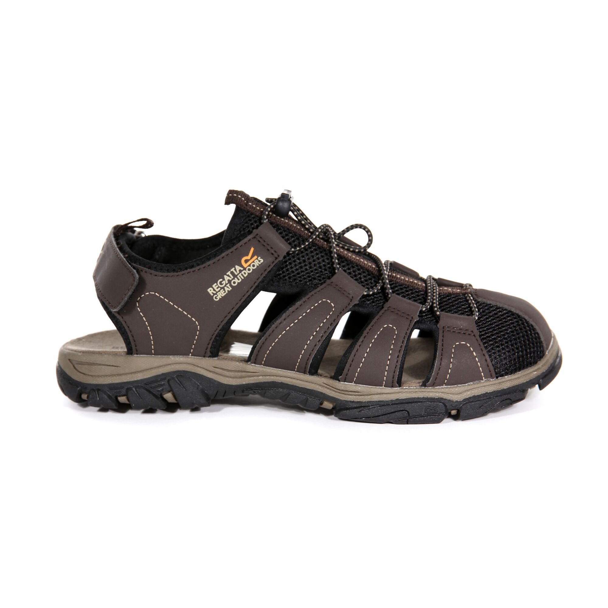 90% Polyurathane, 10% Polyester. PU and air mesh upper. Spandex lining for extra comfort and a positive fit. Toe bumper construction for added protection. Adjustable shockcord fastening and backstrap. Water friendly comfort EVA footbed.