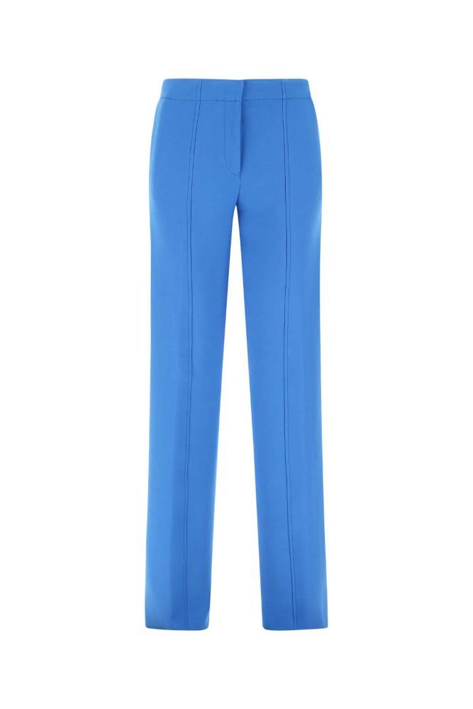 Cerulean stretch wool blend palazzo pant
