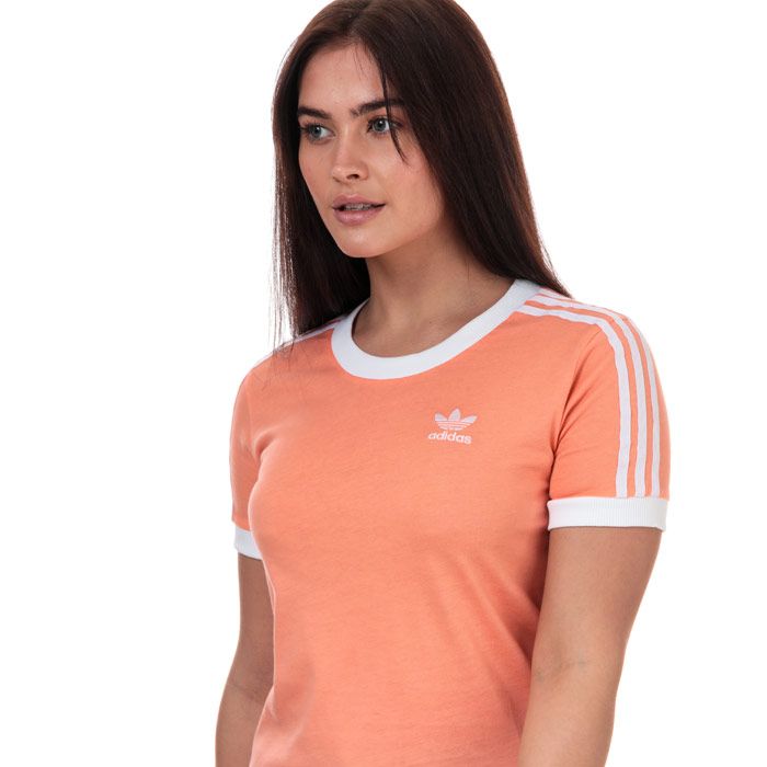 Women's adidas Originals 3Stripes TShirt in Coral