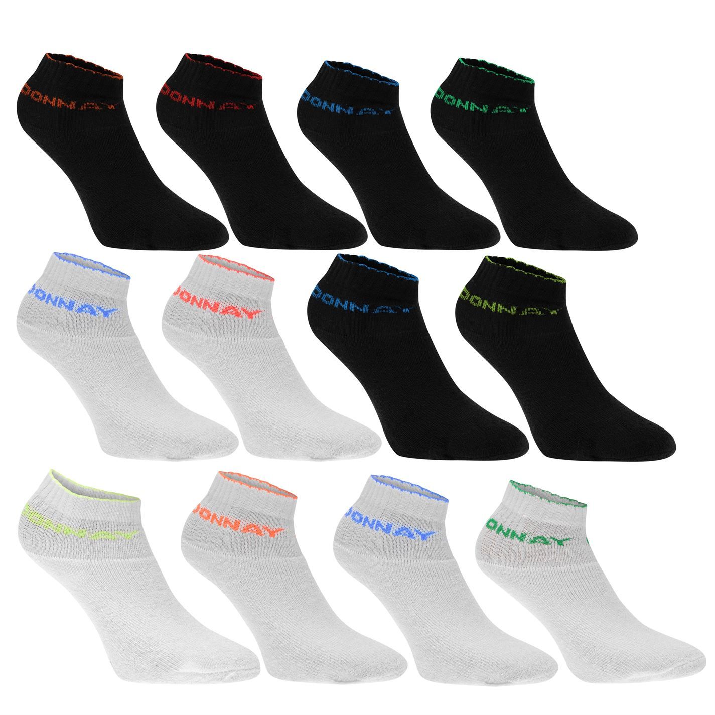 <strong>Donnay Quarter Socks 12 Pack Childrens</strong><br><br> These Donnay Quarter 12 Pack Socks, feature a ribbed design to the ankle for a secure fit. <br>> Socks<br>> 12 pack<br>> Ribbed ankle<br>> Donnay branding<br>> 65% cotton 25% polyester 10% other fibres