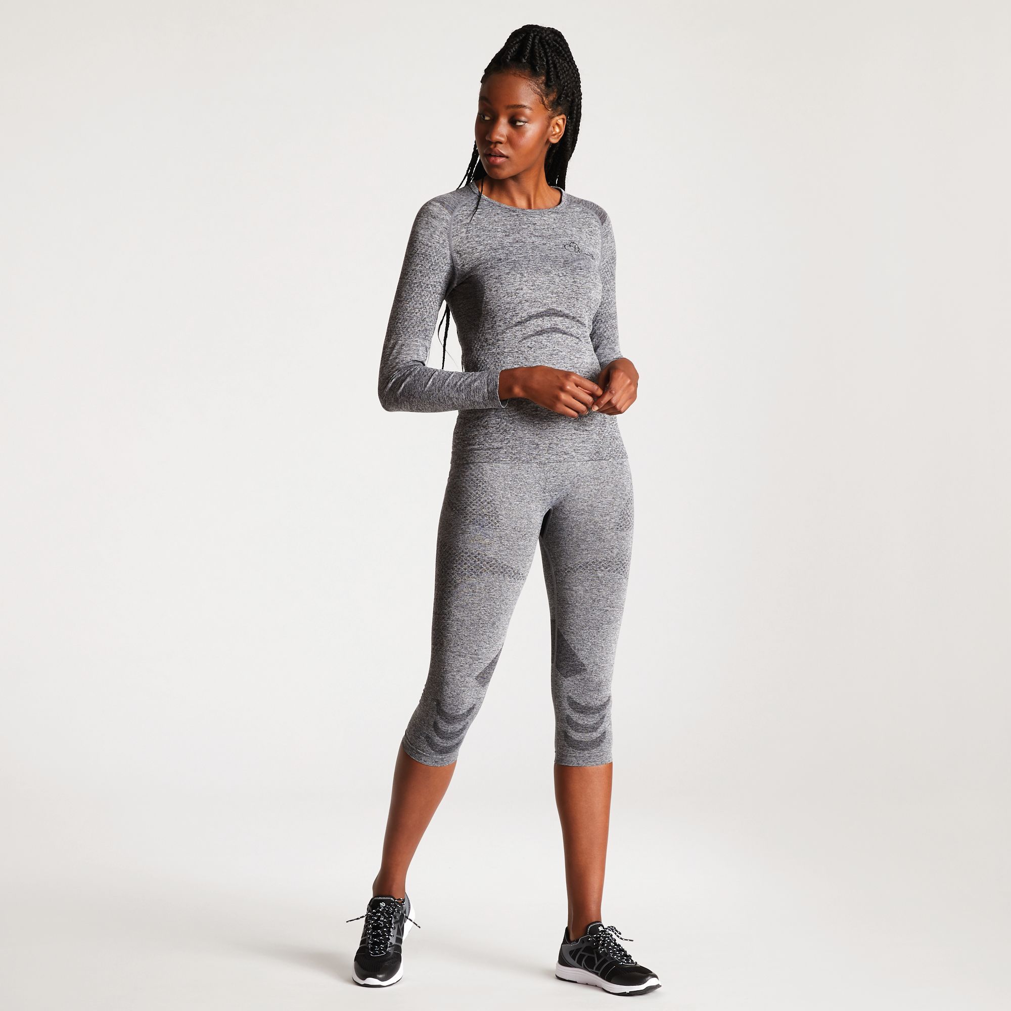 BODY performance base layer - advanced synthetic/elastane yarns. Ergonomic body map fit. Seamless construction technology. Fast wicking and quick drying properties.  odour control treatment. 55% Polyester, 38% Polyamide, 7% Elastane. Dare 2B Womens Trousers Sizing (waist approx): 6 (22in/56cm), 8 (24in/61cm), 10 (26in/66cm), 12 (28in/71cm), 14 (30in/76cm), 16 (32in/81cm), 18 (34in/86cm), 20 (36in/92cm).