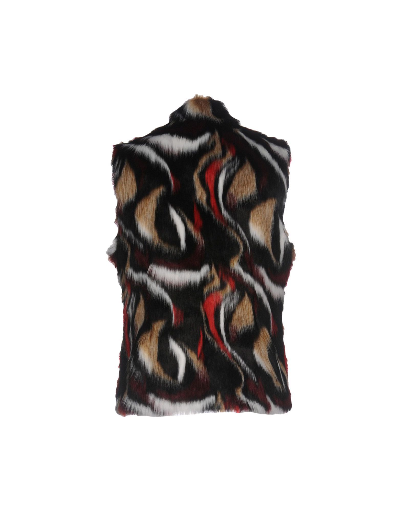 faux fur, no appliqu�s, multicolour pattern, single-breasted , hook-and-eye closure, round collar, multipockets, sleeveless, fully lined, gilet, small sized