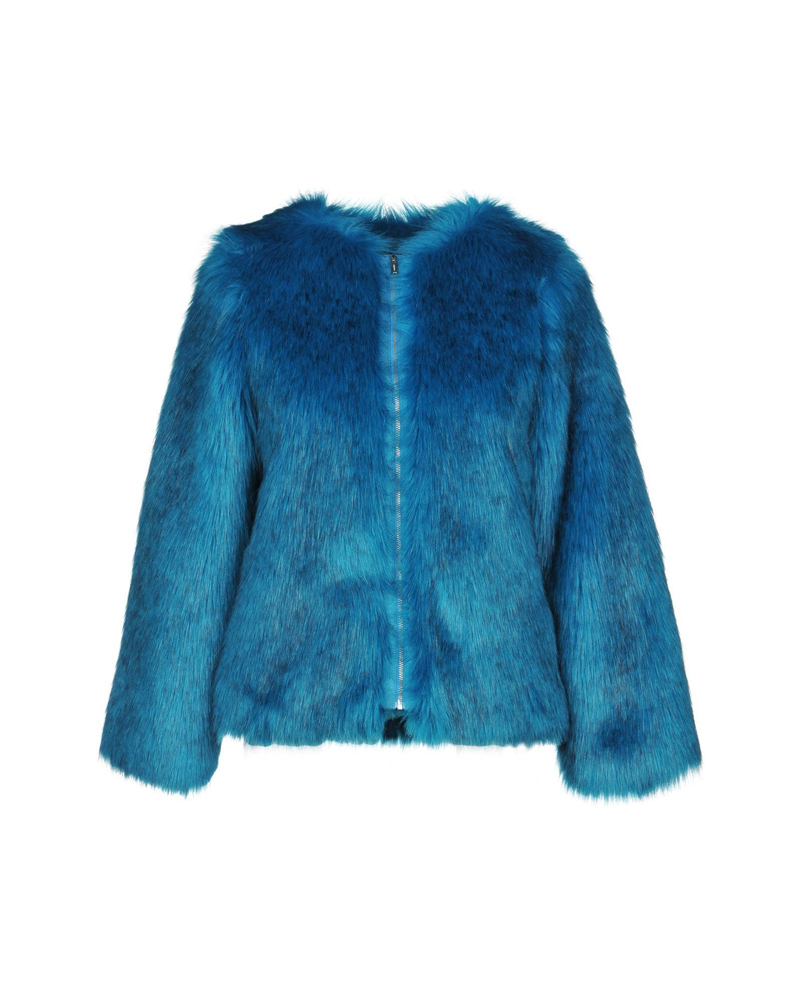 faux fur, no appliqu�s, two-tone, single-breasted , zip, round collar, multipockets, long sleeves, fully lined, single-breasted jacket