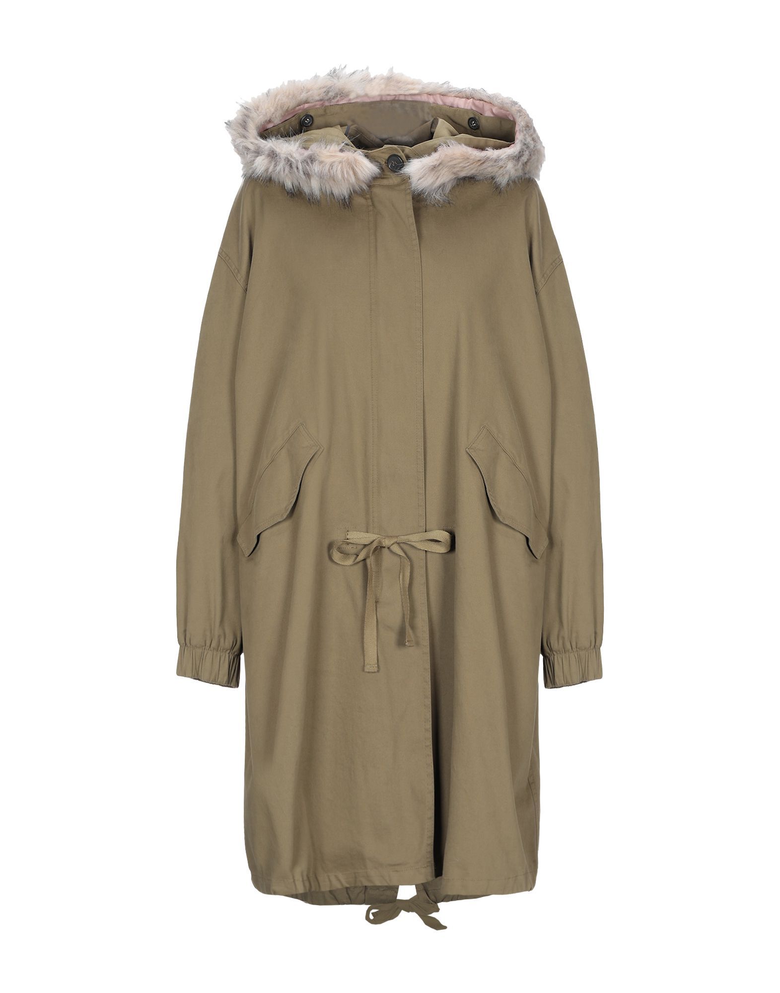 faux fur, gabardine, no appliqu�s, basic solid colour, single-breasted , button, zip, hooded collar, multipockets, long sleeves, padded inner, stretch