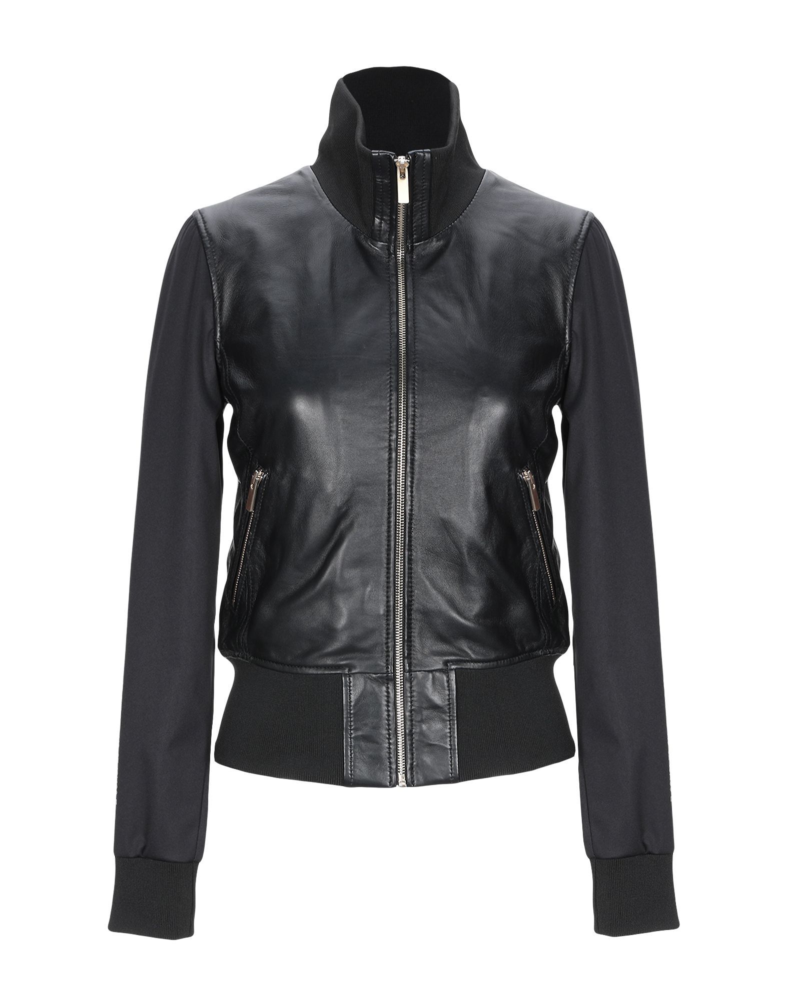 leather, techno fabric, print, solid colour, single-breasted , zip, turtleneck, multipockets, long sleeves, fully lined, contains non-textile parts of animal origin