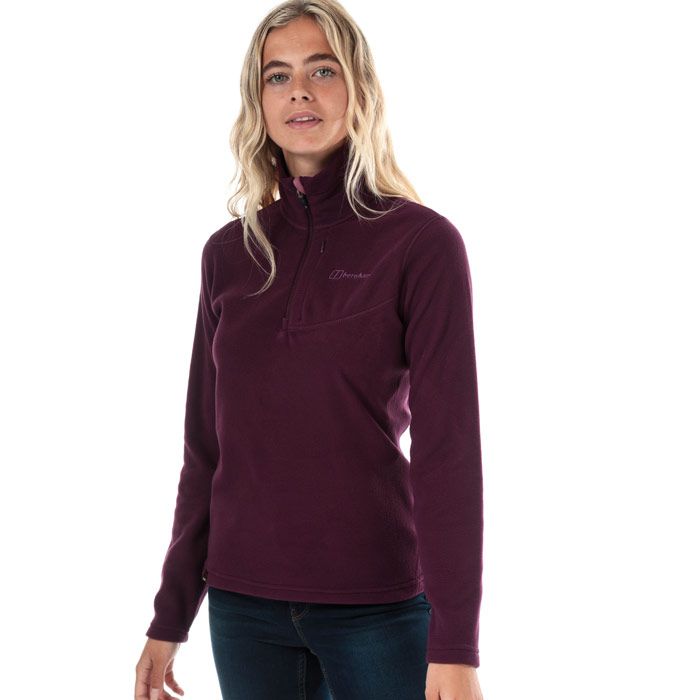 Womens Berghaus Prism Micro Fleece Polartec Half Zip Top in purple.<BR><BR>Versatile fleece top  ideal for everyday use. <BR>- Polartec® fleece fabric construction delivers warmth and durability. <BR>- Funnel neck.<BR>- 1-2 zip fastening with chin guard. <BR>- Long sleeves.<BR>- Zipped pocket at left chest.<BR>- Embroidered Berghaus logo at left chest. <BR>- Part of the eco-friendly MADEKIND™ range - made from more than 50% recycled fabric.<BR>- Measurement from shoulder to hem: 23in approximately. <BR>- 100% Polyester excluding trims. Machine washable. <BR>- Ref: 422267BU7     <BR><BR>Measurements are intended for guidance only.