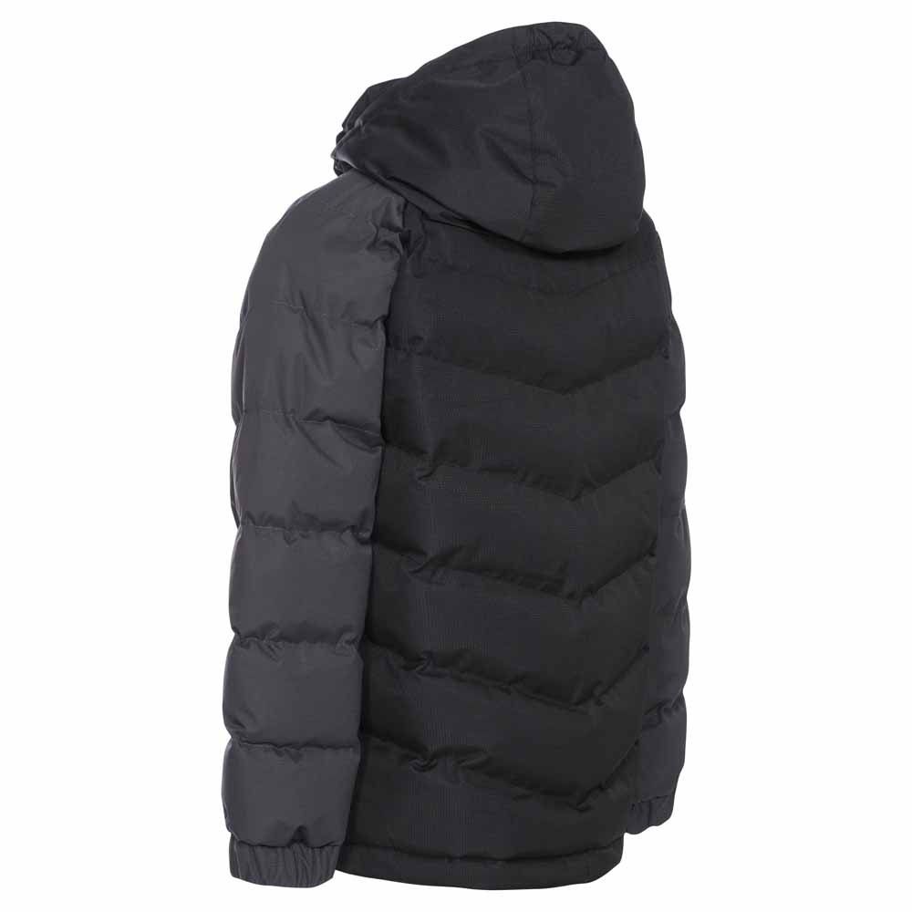 Padded. Detachable stud off hood. 2 zip pockets. Elasticated cuff. Hem drawcord. Contrast sleeves. Waterproof 2000mm, windproof. Shell: 100% Polyester, PVC coating, Lining: 100% Polyester, Filling: 100% Polyester. Trespass Childrens Chest Sizing (approx): 2/3 Years - 21in/53cm, 3/4 Years - 22in/56cm, 5/6 Years - 24in/61cm, 7/8 Years - 26in/66cm, 9/10 Years - 28in/71cm, 11/12 Years - 31in/79cm.