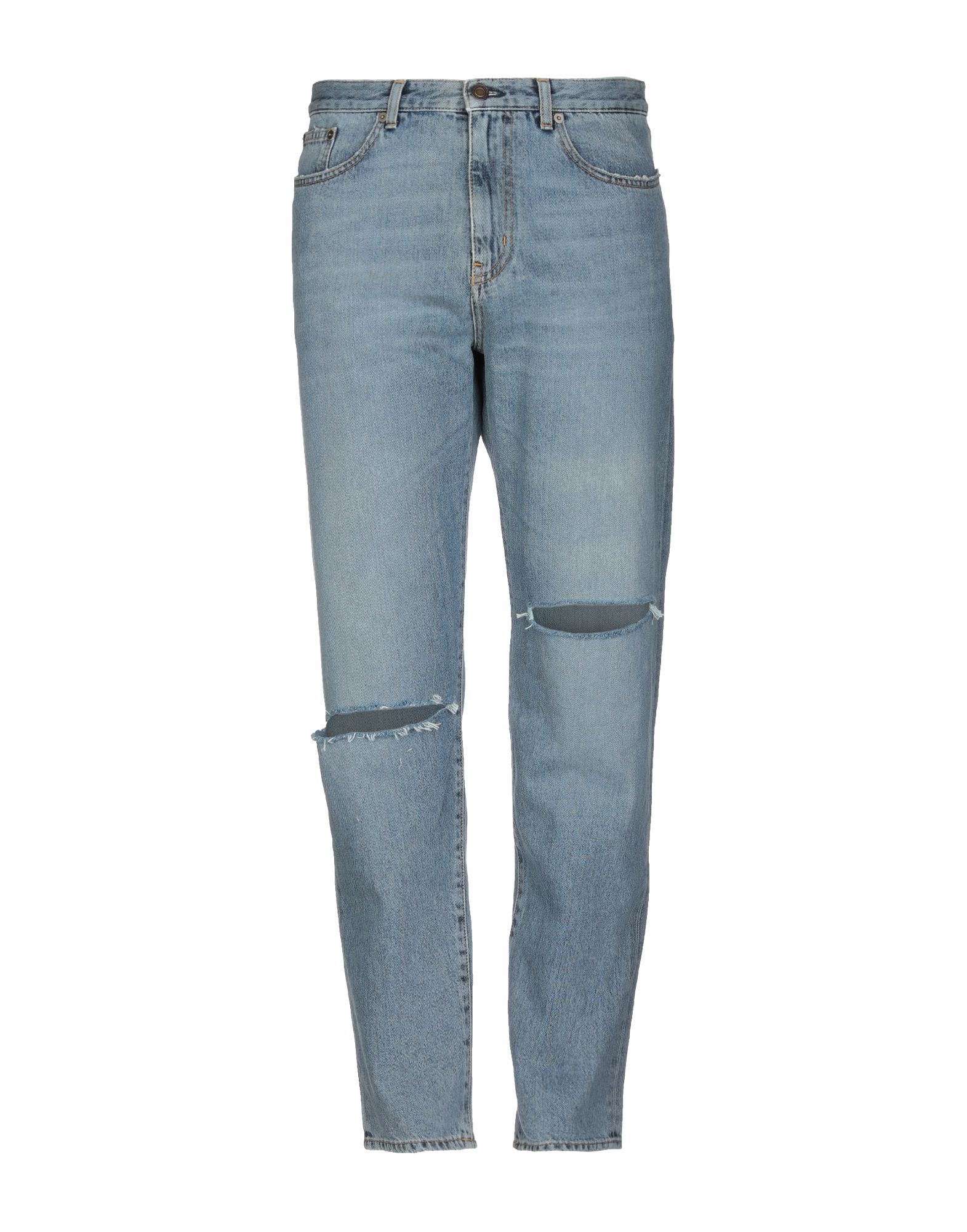Saint Laurent Blue Cotton Faded Slim Fit Jeans