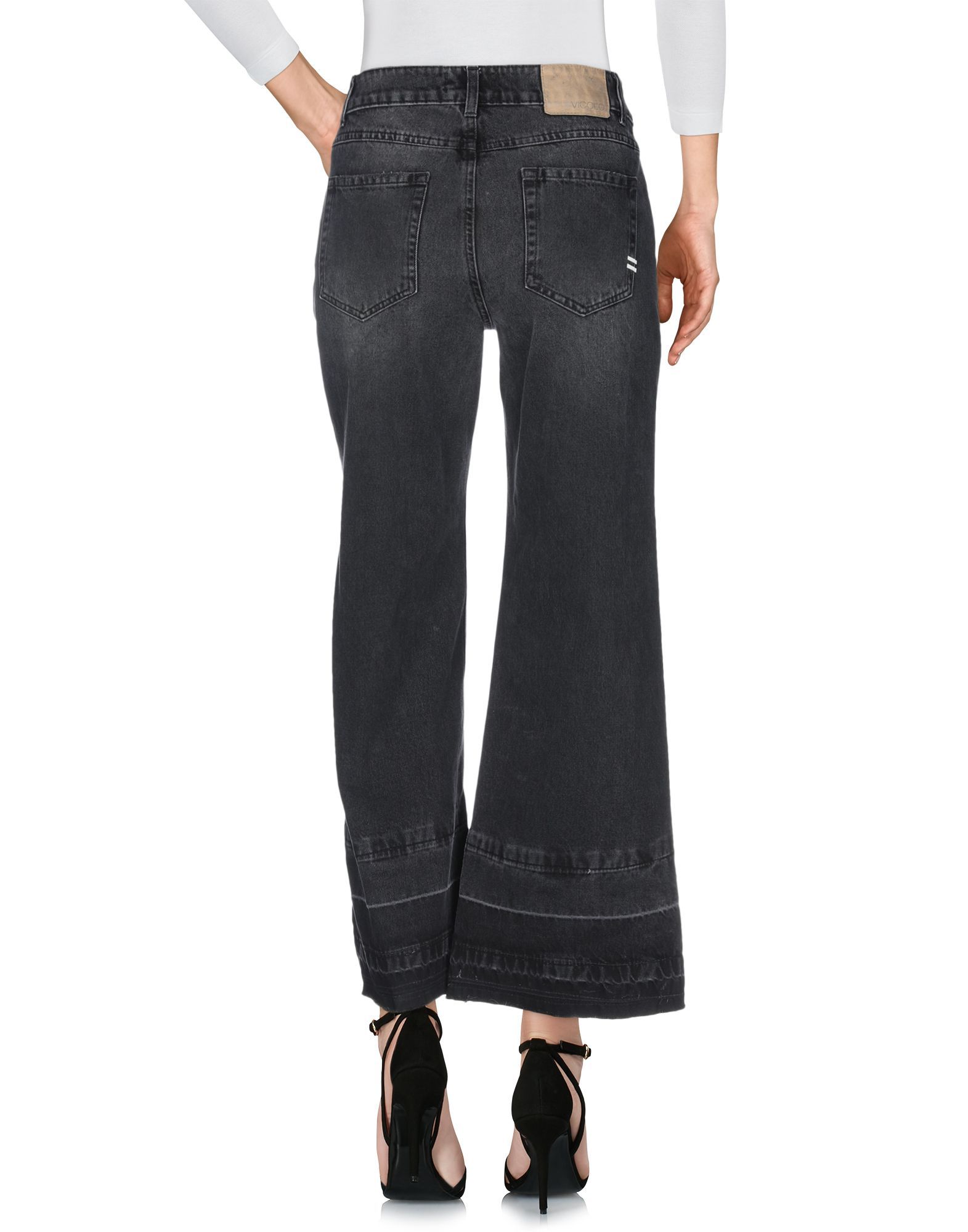 denim, faded, worn effect, logo, solid colour, coloured wash, high waisted, front closure, button, zip, multipockets, large sized