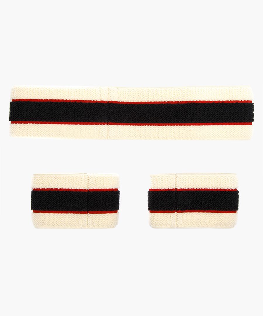 2pc Multi-coloured stripe logo headband and wrist cuffs set