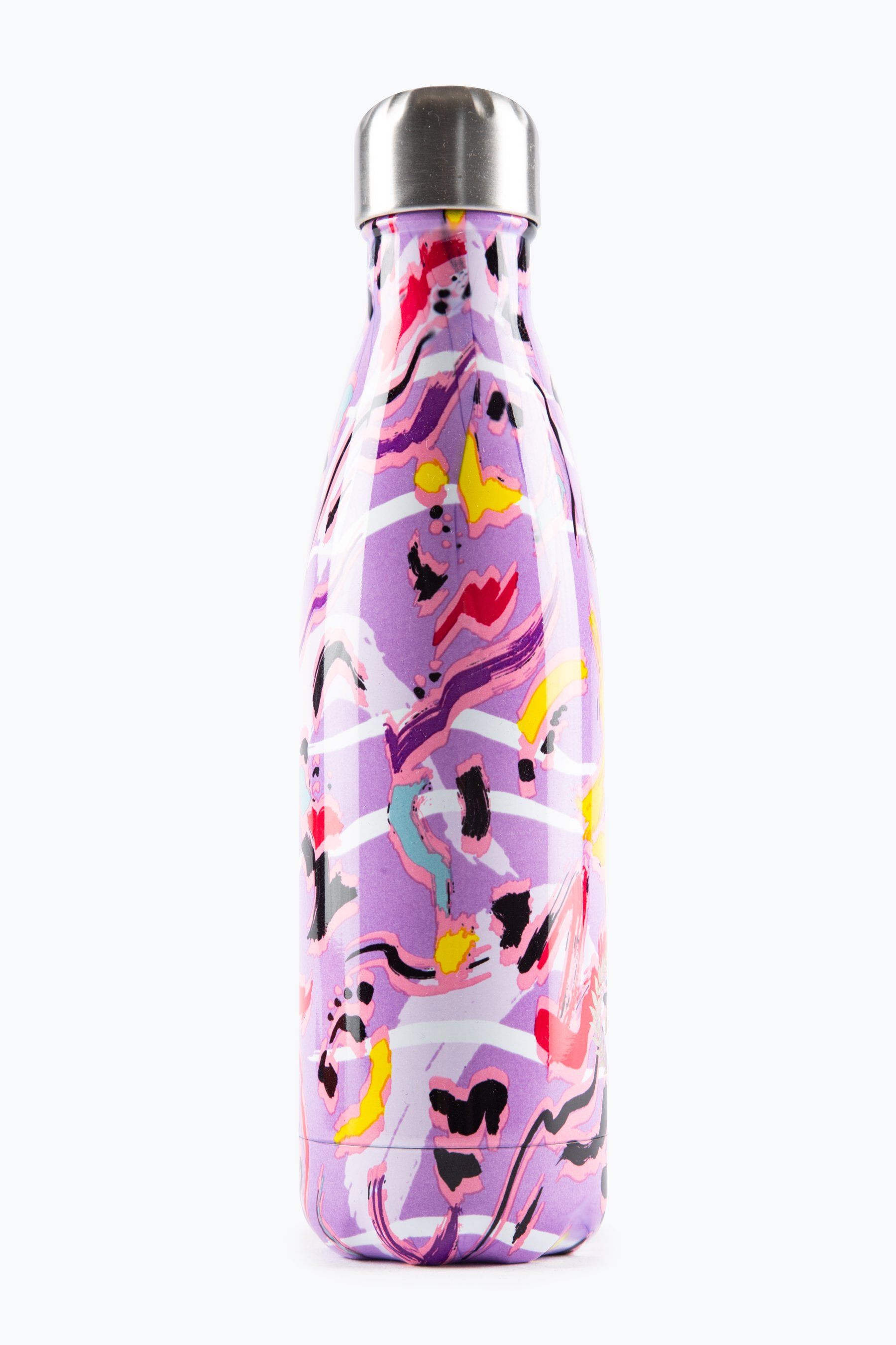 Keeping you hydrated, in style. Meet the HYPE. Abstract Animal Metal Reusable Water Bottle, perfect for when you're on the go. The design features a paint-splat inspired effect in a pastel beige, blue and yellow. Designed in Aluminium to ensure your water stays ice-cold and for chillier days, keeping your oat milk latte warm for longer. Reuse it again and again with an airtight screw lid prevents spills. With an all-over leopard animal skin inspired print with an abstract overlay in a pastel pink, purple and contrasting cyan colour palette. Why not grab one of our lunch bags or backpacks with a bottle holder to complete the look. Hand wash only.