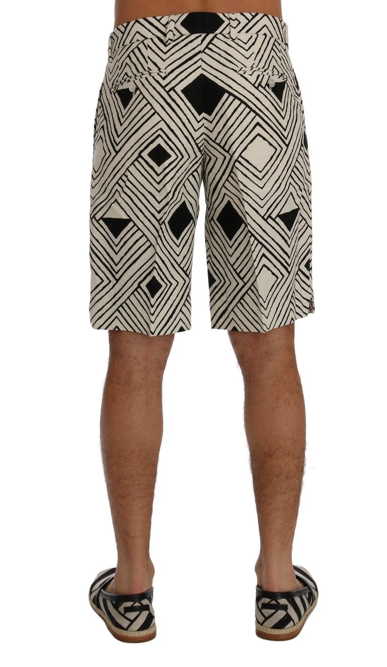 Dolce & Gabbana White Black Striped Casual Shorts