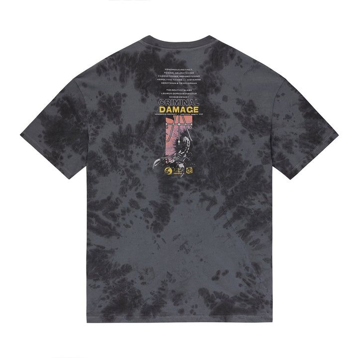 Scorpion T-Shirt in Tie Dye featuring front text & back print.  Details:  Tie Dye Back and front print Crew Neck Ribbed Collar Composition:  100% Cotton.  Machine wash as per care label instructions.