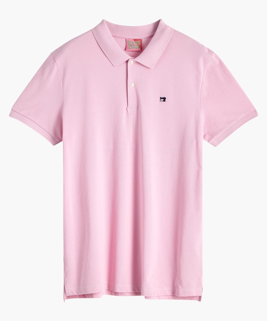 Pink smoke cotton pique polo shirt