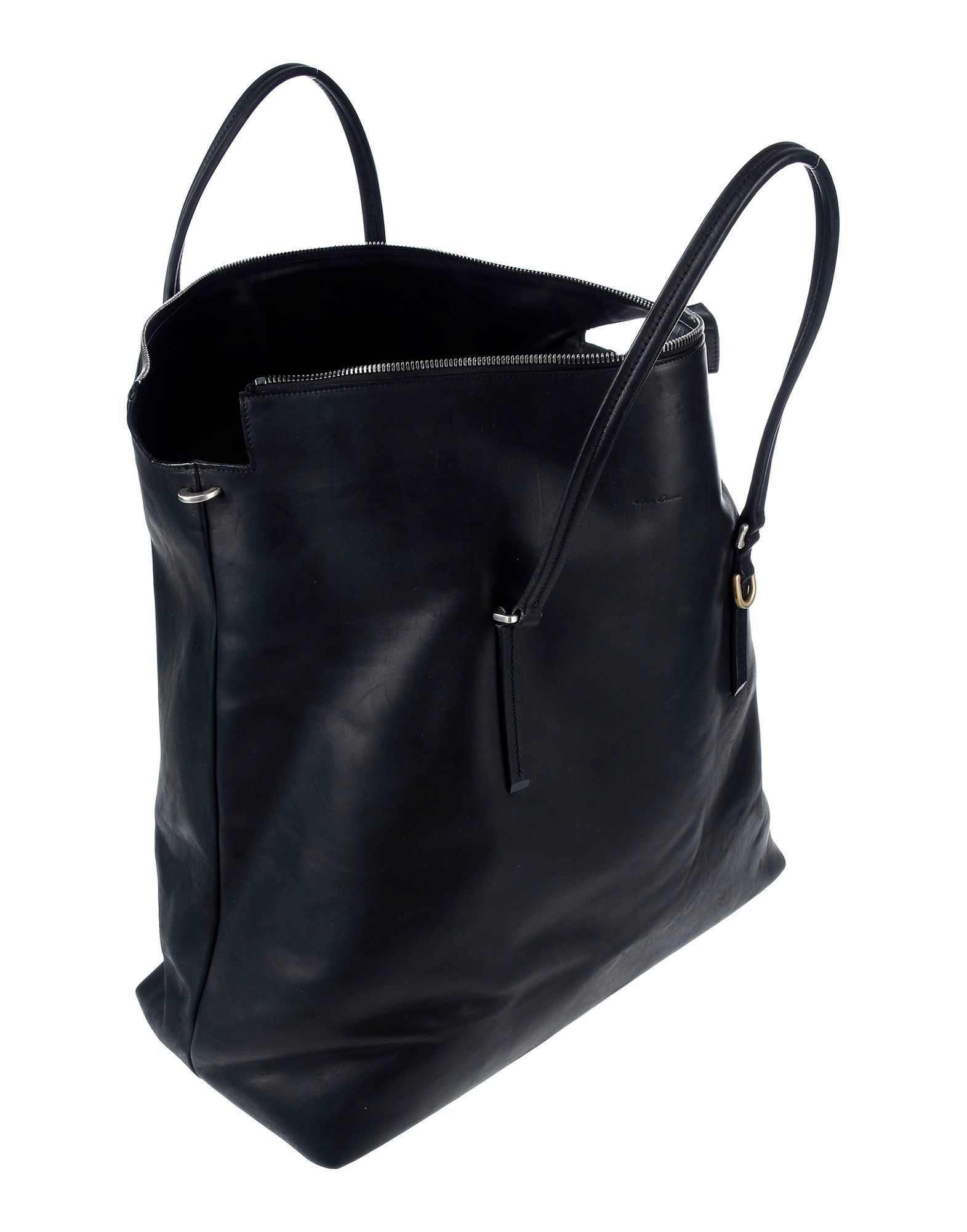 maxi, no appliqués, basic solid colour, zip, double handle, contains non-textile parts of animal origin, shopping bag