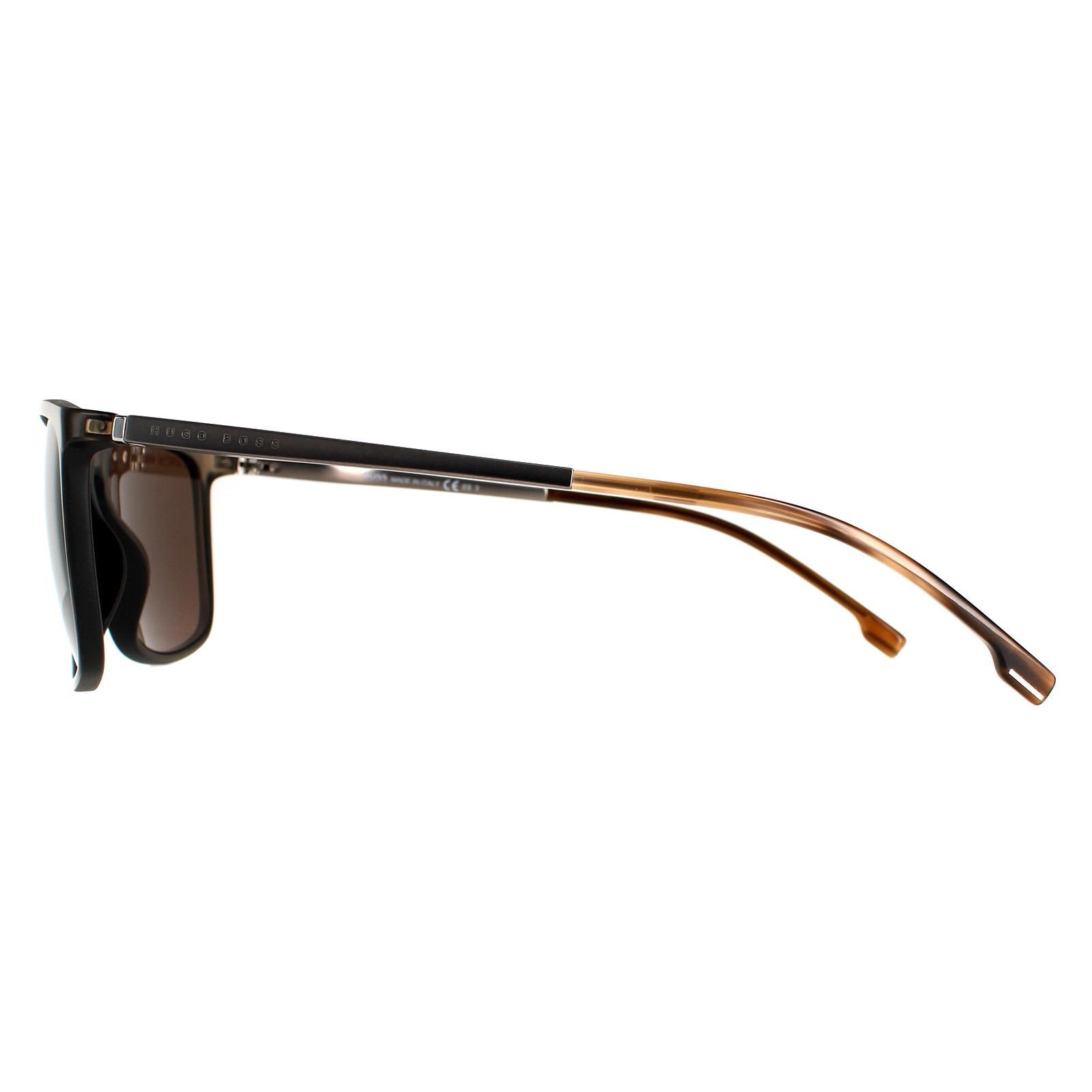 Hugo Boss Rectangle Mens Brown Brown BOSS 1182/S/IT  Hugo Boss are a masculine design with a super slim rectangular frame. Crafted in Italy from lightweight plastic they're comfortable and durable with the Hugo Boss logo etched into the slender temples.