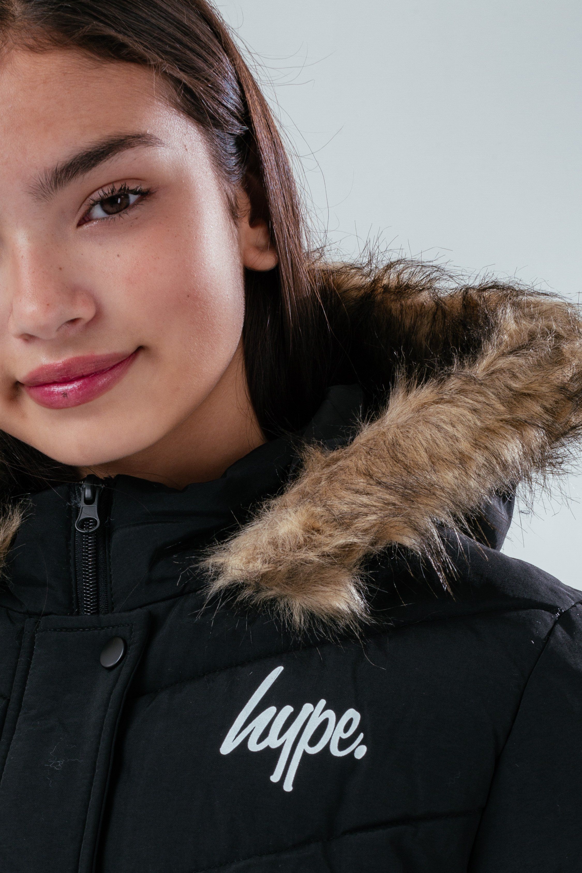 Hype Girls Black Fitted Parka Jacket