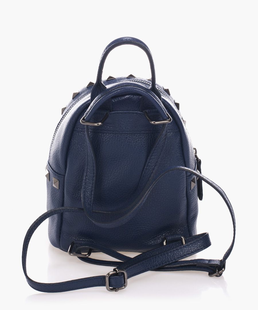 Blue leather backpack