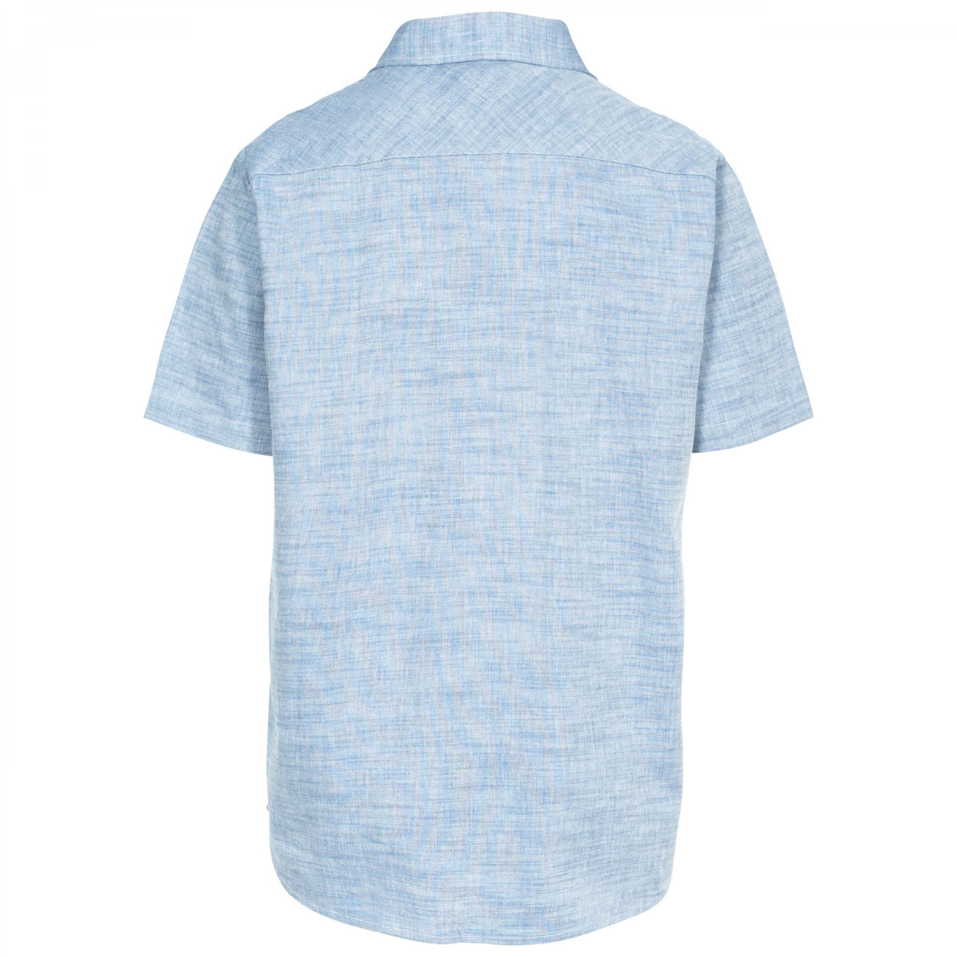 2 piece collar casual short sleeve shirt. Chest pocket. Button fastening. 100% woven cotton slub.