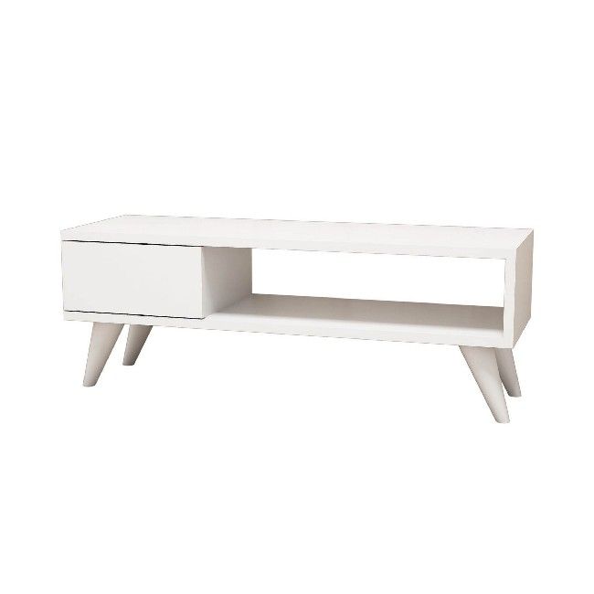 This stylish and functional TV cabinet is the perfect solution for television and all digital devices. Suitable for keeping accessories in order. Thanks to its design it is ideal for the living area. Easy-to-clean and easy-to-assemble assembly kit included. Color: White | Product Dimensions: W90xD30xH33 cm | Material: Melamine Chipboard, PVC | Product Weight: 11 Kg | Supported Weight: 15 Kg | Packaging Weight: W116xD39xH9 cm Kg | Number of Boxes: 1 | Packaging Dimensions: W116xD39xH9 cm.