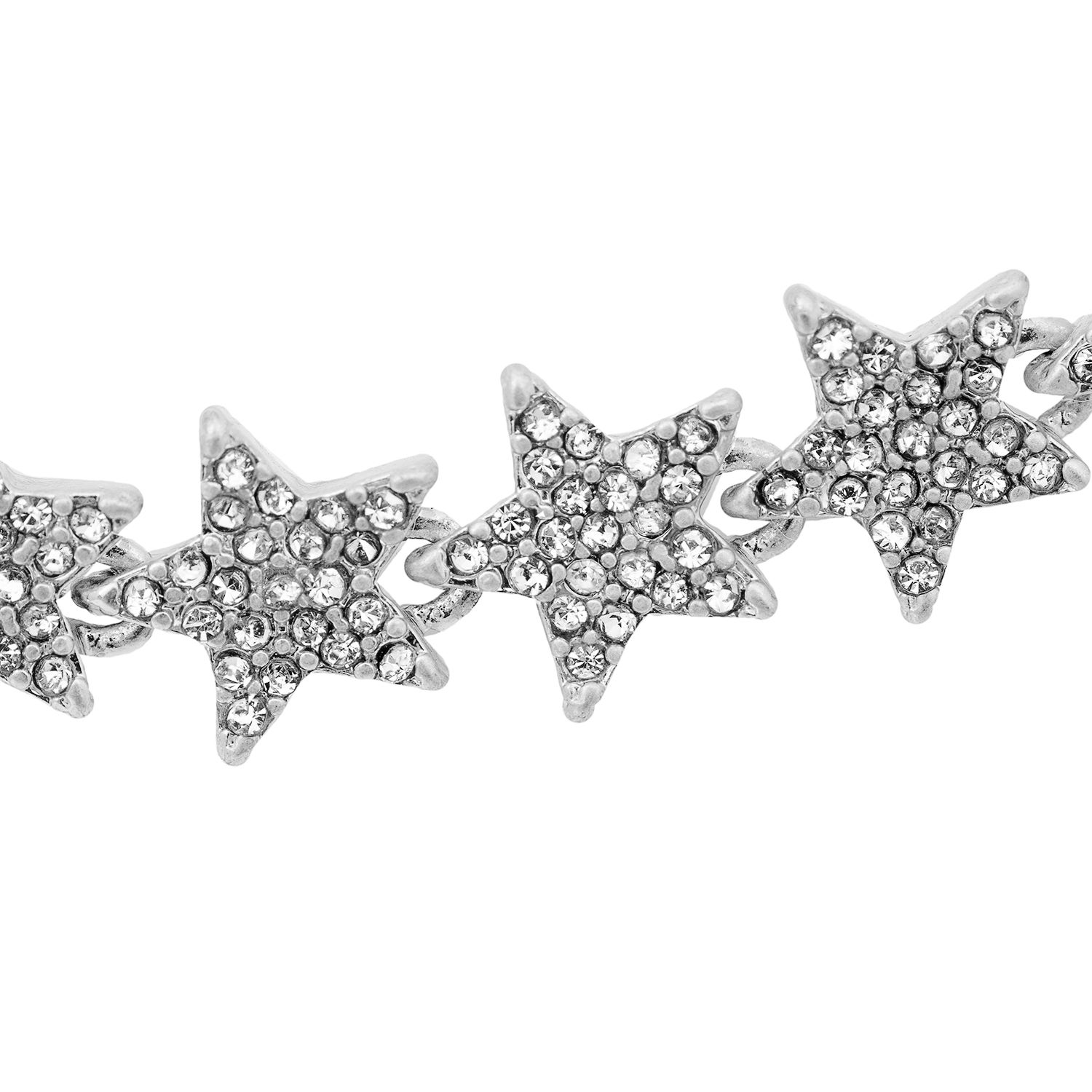 The Kate Thorton Sparkling Stars bracelet looks stunning with a day time chunky knit look on its own, and you can really bring the glamour by teaming it up with the matching necklace and earrings too. The tennis style bracelet is silver plated and adorned with pave clear stones across every star, and it comes with an extender too. A classic look with a cool twist, fans of sparkle and celestial jewellery will love this piece!