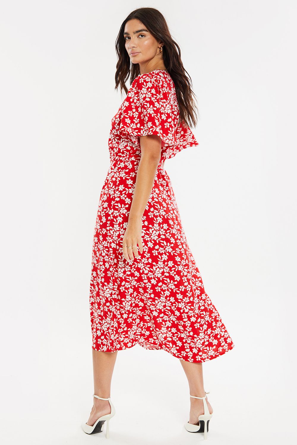 Red 'Pastill' Button Down Midi Dress