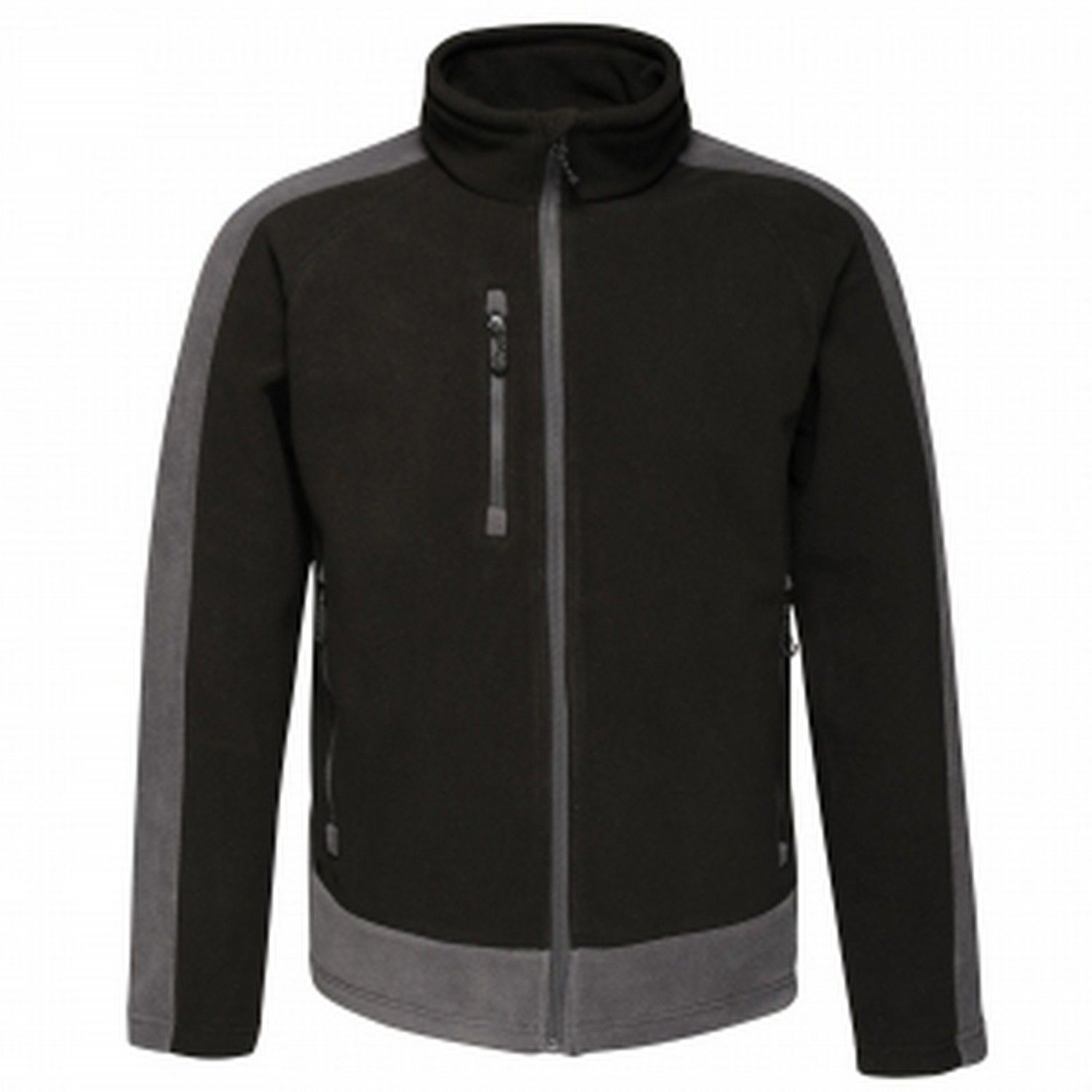 100% Polyester. Anti-pill fleece. Adjustable shockcord hem. Inner zip & chin guard. 1 zipped chest pocket, 2 zipped lower pockets. Interactive attachment loops at cuffs.