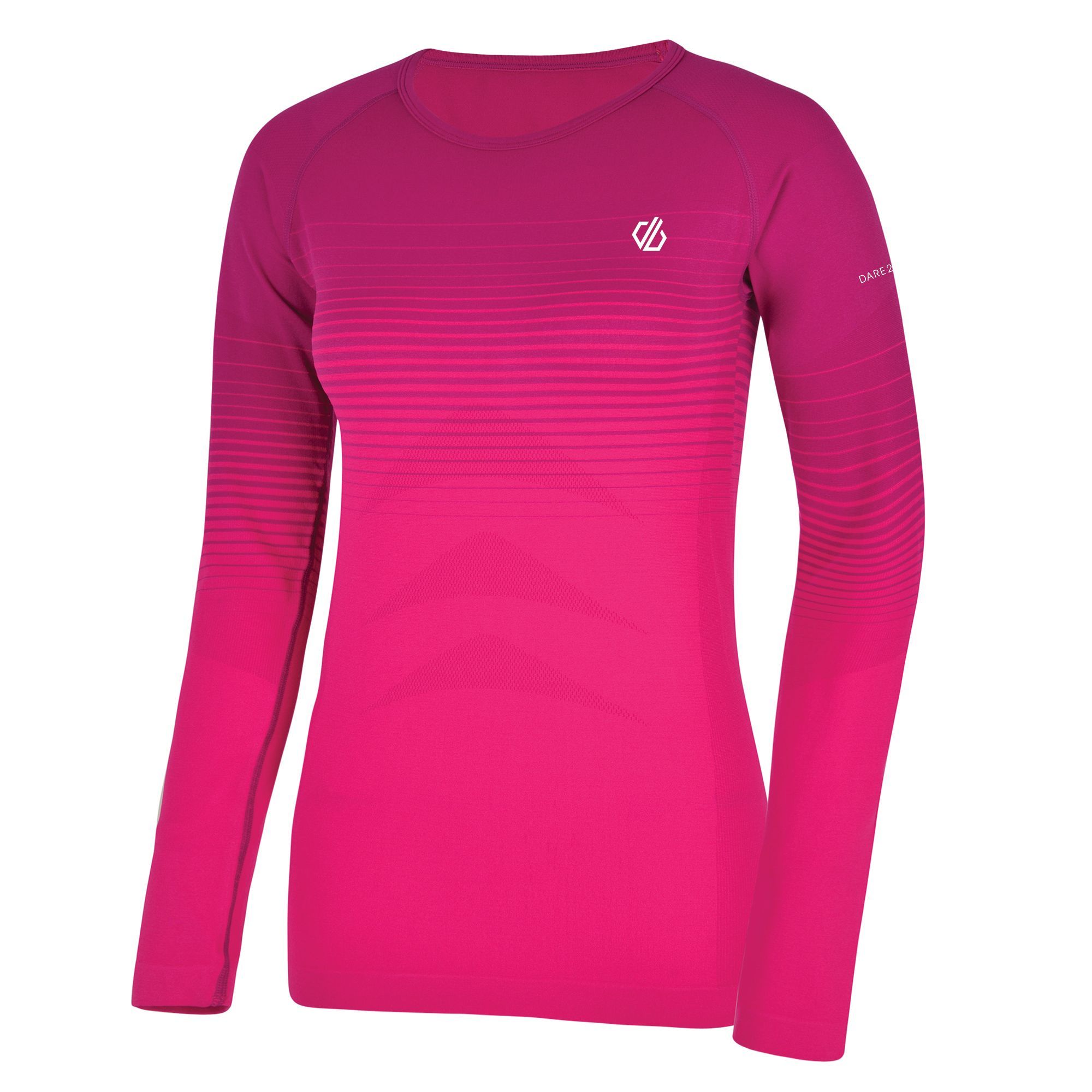 Elastane (5%), Polyester (30%), Polyamide (65%). Performance base layer collection. SeamSmart Technology. Q-Wic Seamless knitted fabric. Ergonomic body map fit. Fast wicking and quick drying properties.  odour control treatment. Dare 2B Womens Sizing (chest approx): 6 (30in/76cm), 8 (32in/81cm), 10 (34in/86cm), 12 (36in/92cm), 14 (38in/97cm), 16 (40in/102cm), 18 (42in/107cm), 20 (44in/112cm), 22 (46in/117cm), 24 (48in/122cm).