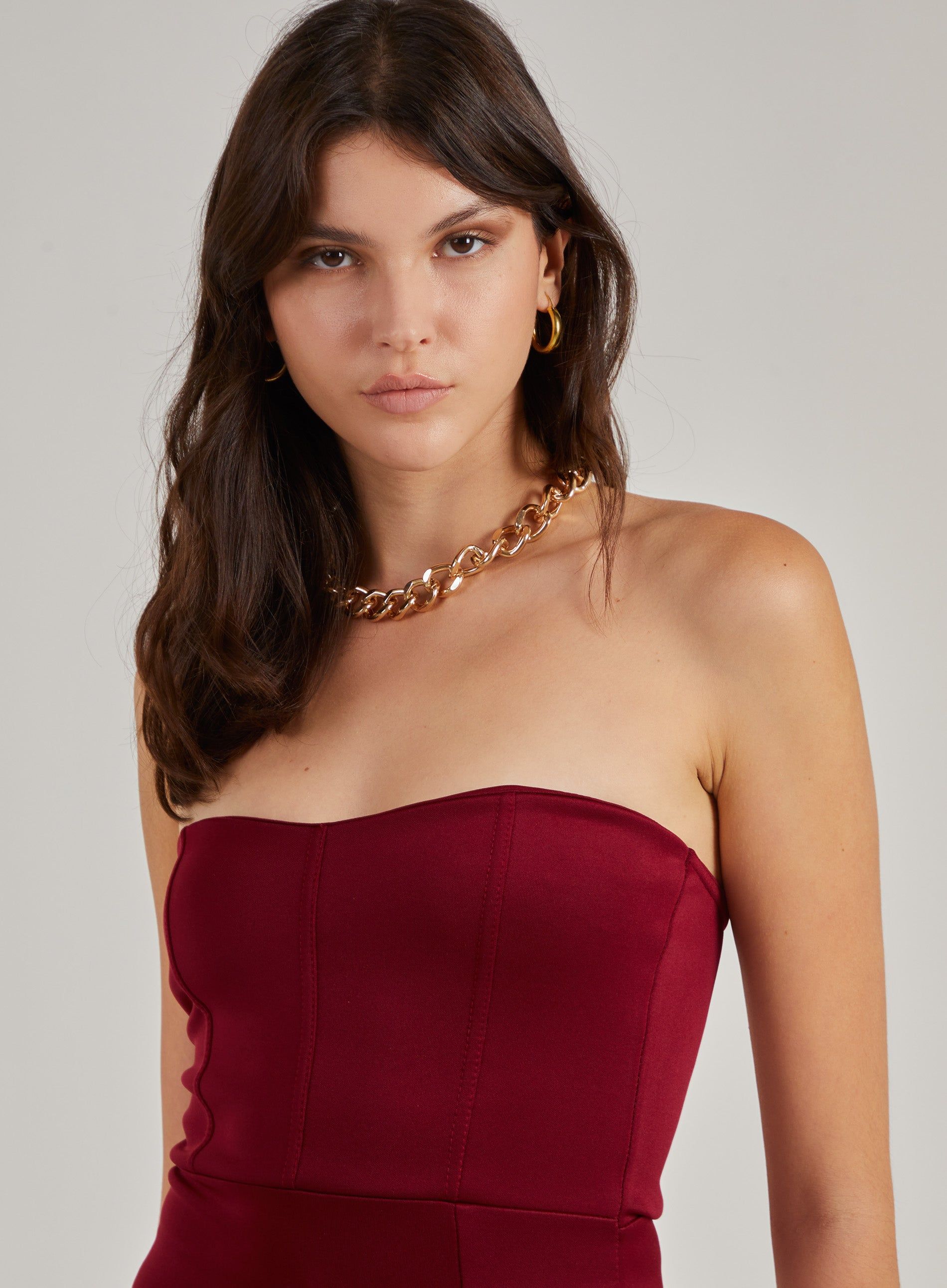 Scuba Side Split Strapless Dress