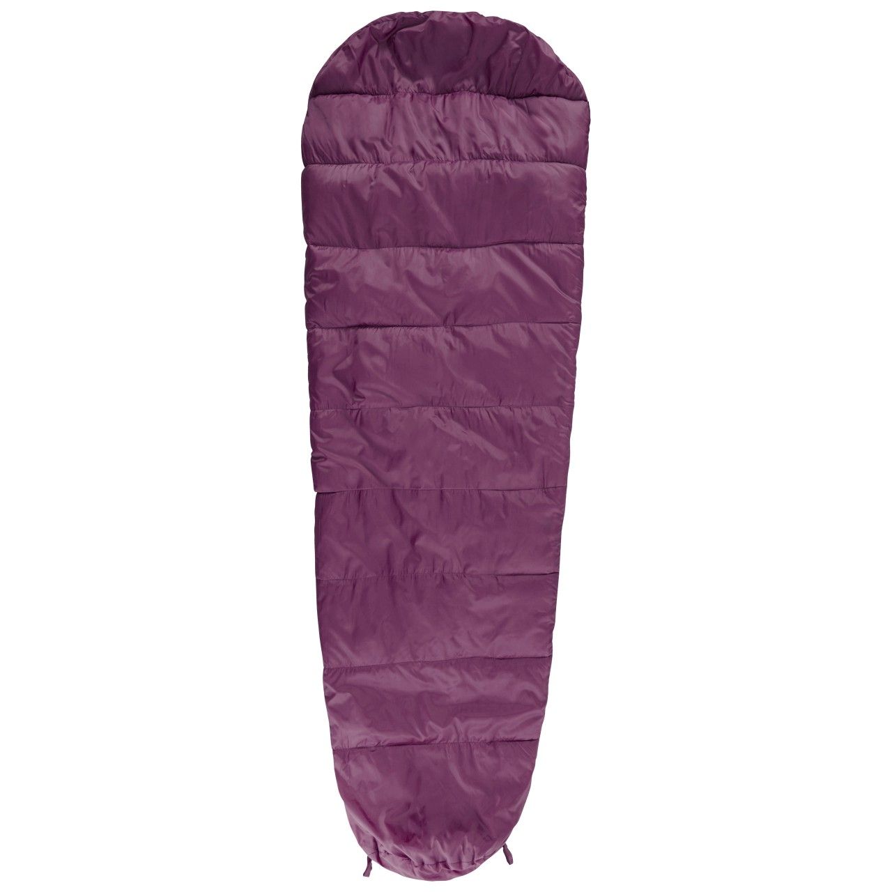 100% polyester. 3 season sleeping bag. Size: 230 x 85 x 55cm. 2 way zipper. Shoulder baffle. Upper limit: +22C, Comfort: +13C, Lower limit: +0C, Extreme: -3C. Shell: Water repellent polyester, Lining: lightweight polycotton, hollowfibre filling.