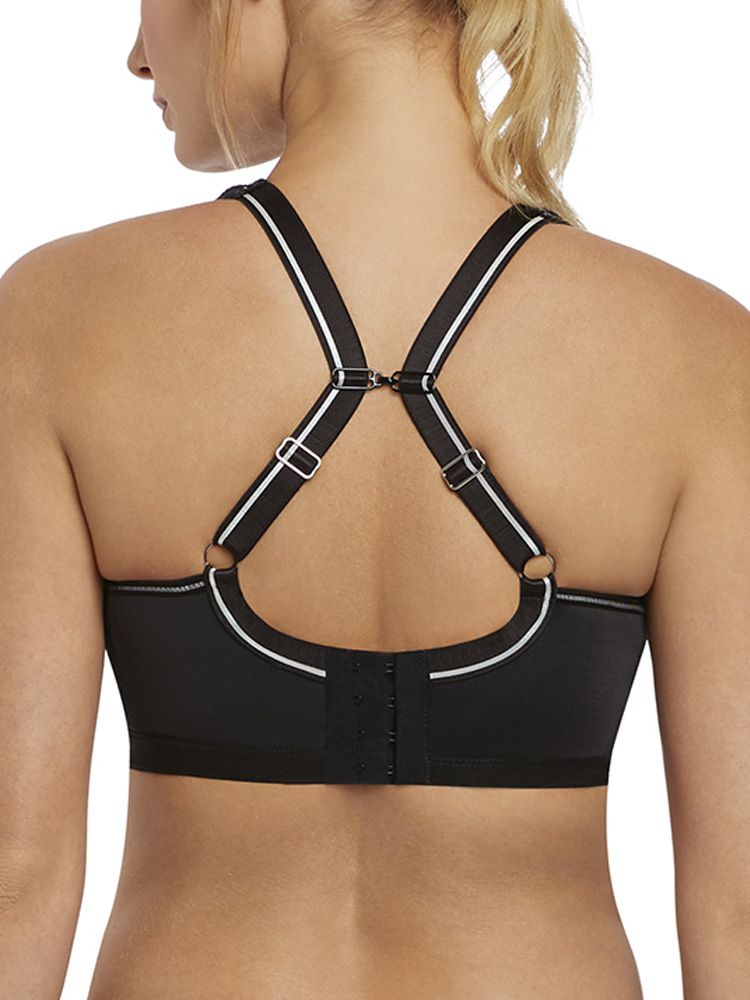 The Freya Active Sonic sports bra is perfect for high impact sports - the underwired cups offer full coverage and excellent support whilst taking part in sporting activities. The padded foam cups help to create a smooth, rounded shape whilst the spacer fabric helps to keep you cool and comfortable whilst exercising. The side support will provide a forward projection.  The wide adjustable straps offer additional comfort and the J-Hook allows the straps to be worn as a racer back style - to help disperse the pressure from your shoulders when at the gym!