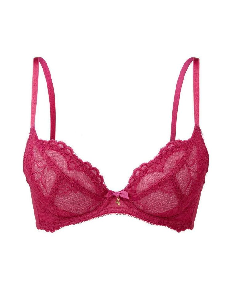 Gossard Superboost Lace Plunge Bra. Non-padded with stretch lace and microfibre strapping/elastic. Product is made of 64% Polyamide, 17% Elastane, 3% Viscose, 17% Polyester and is hand-wash only.