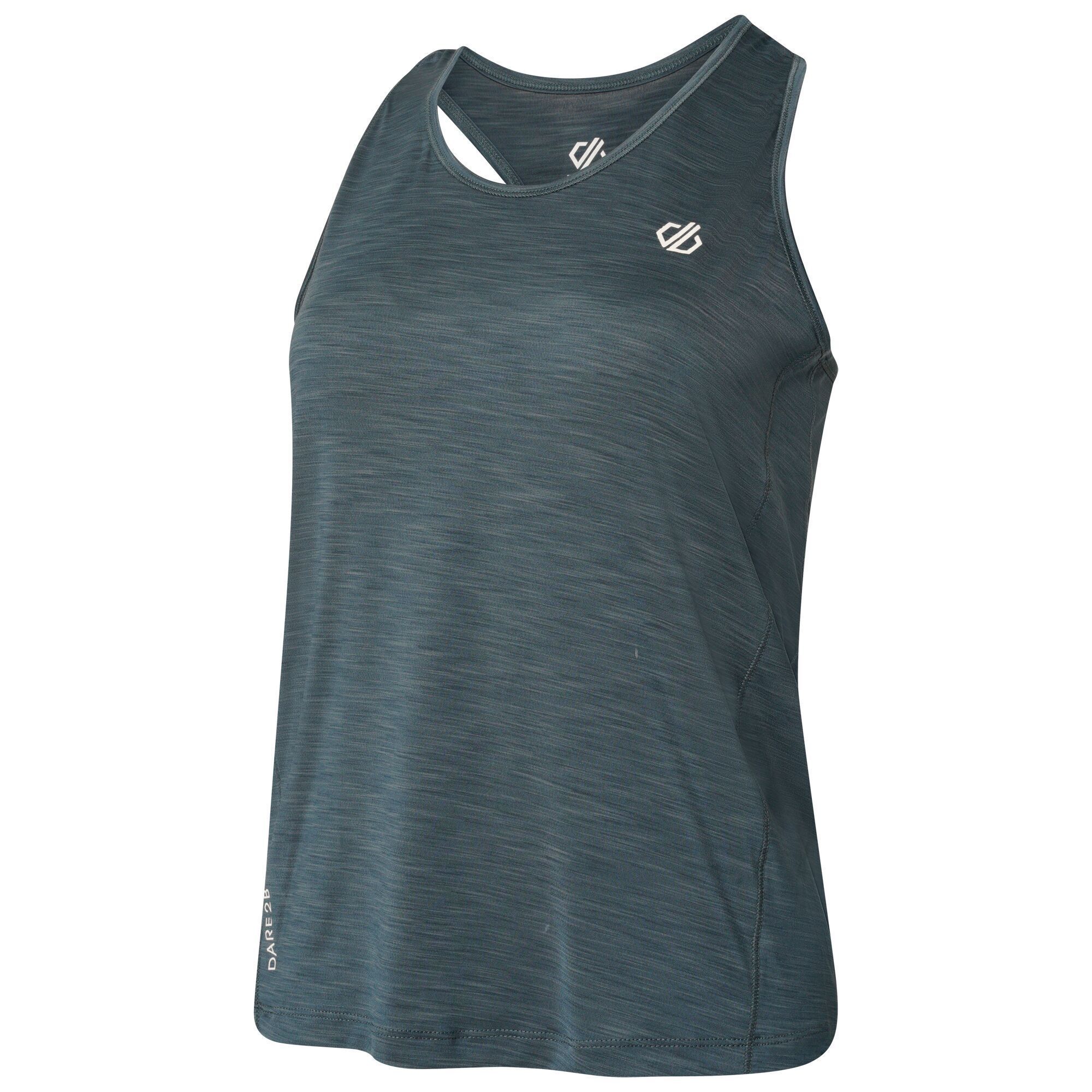 Material: Polyester (90%), Elastane (10%). Q-Wic Plus lightweight polyester/ elastane fabric. Anti-bacterial odour control treatment. Good wicking performance. Quick drying. Racer back design. Pulls sweat away from your skin, dries quickly and has anti-bacterial odour control built in. Stretch-fit that sits close to your body so the fabric can do its thing. Scooped round neck and the shape-defining side seams. Coordinating shorts and leggings available. Easy, breezy.