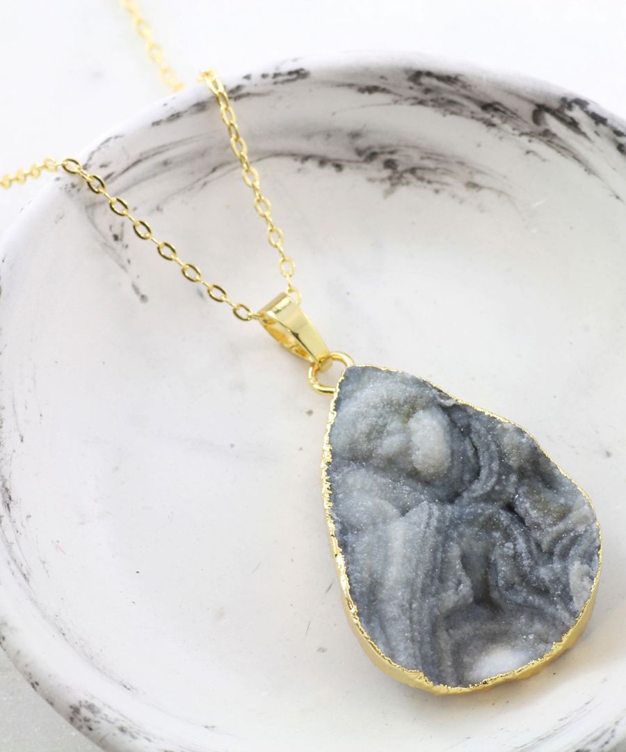Earth Druzy 14k gold-plated necklace